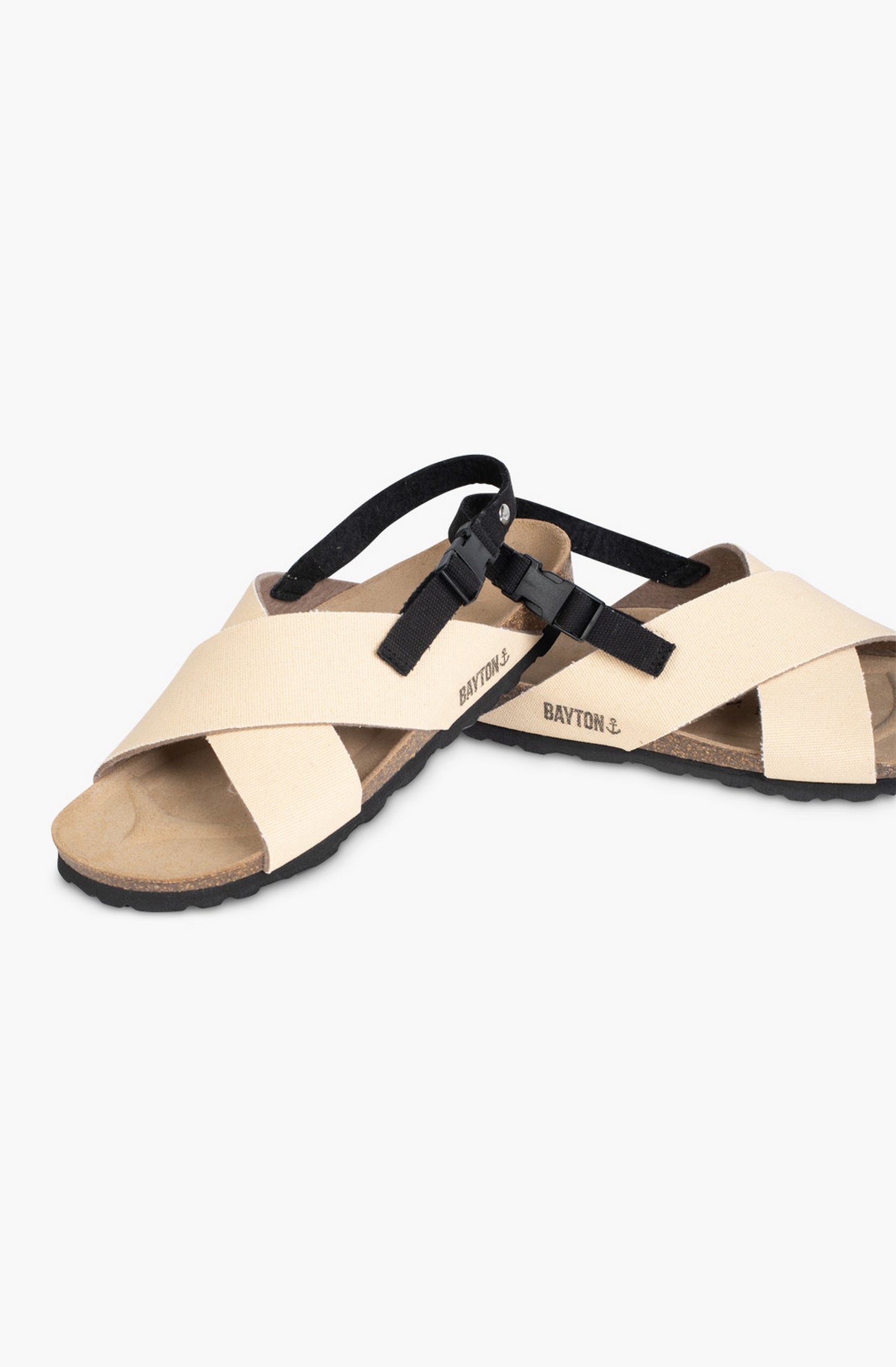 Sanary Beige and Black Multi-Strap Sandals