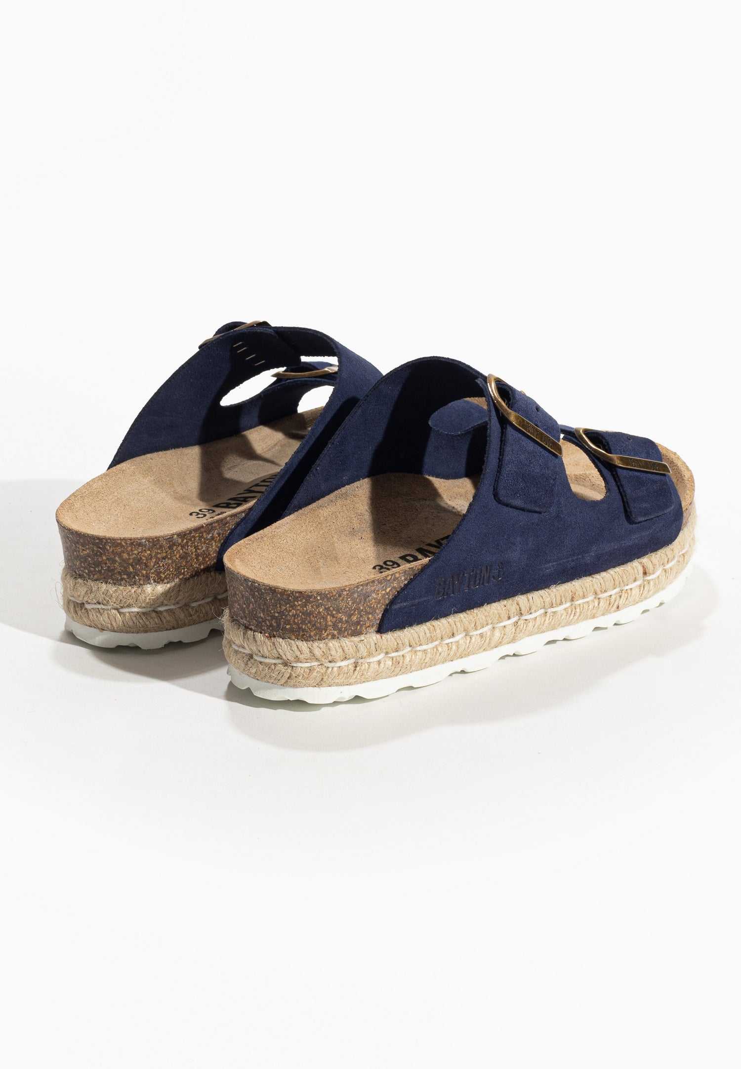 Olympe Navy Blue Suede Leather Platform Sandals