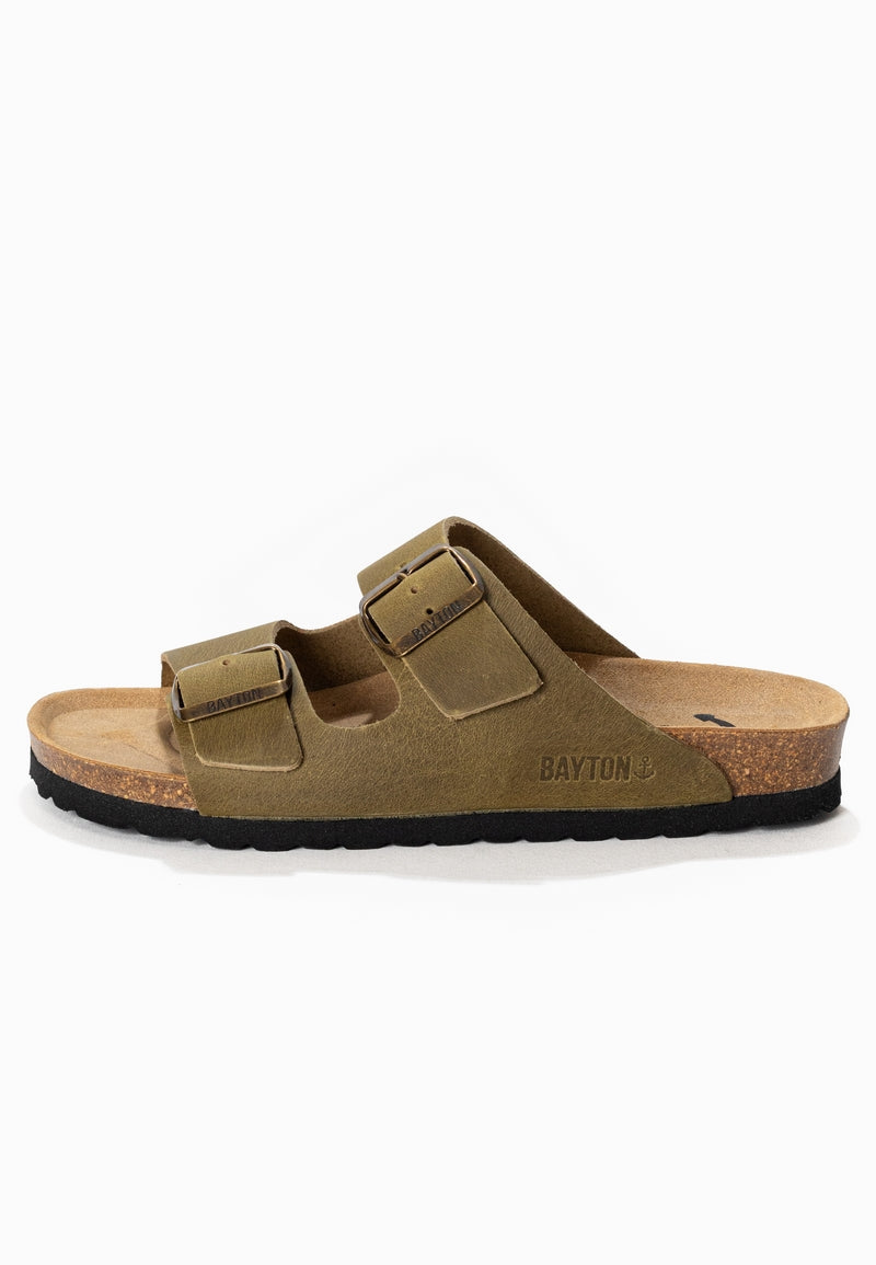 Atlas Khaki 2 Strap Sandals 100% Leather