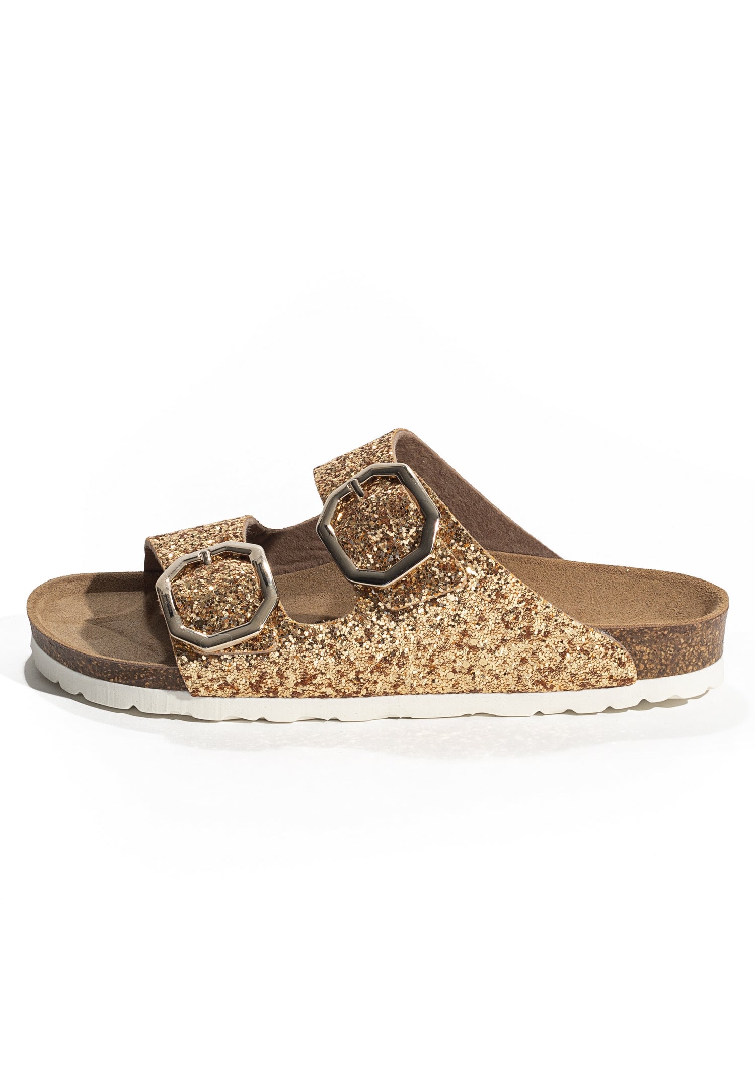 Atlas Gold Glitter 2 Strap Sandals