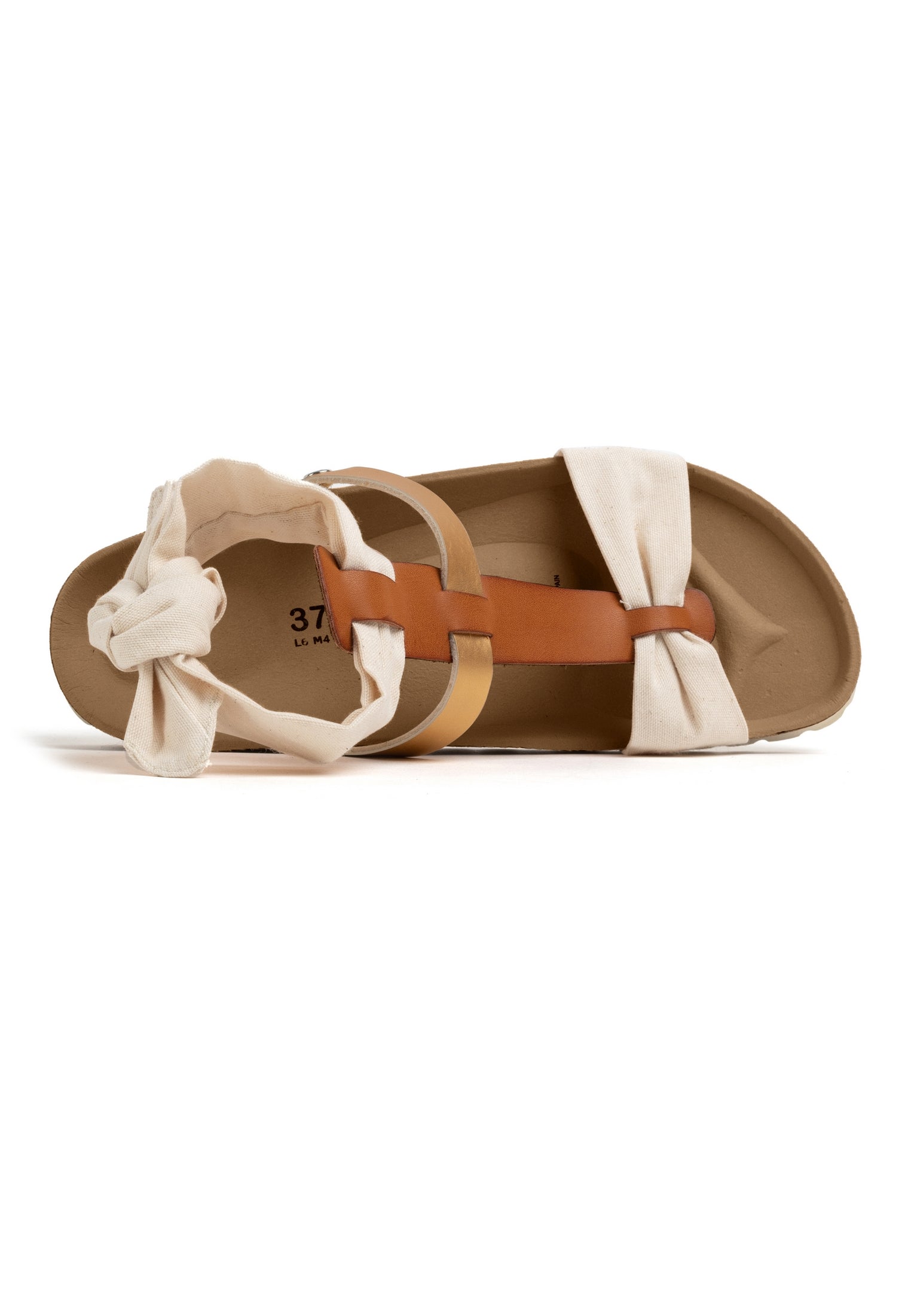 Fonelle Beige and Gold Multi-Strap Sandals