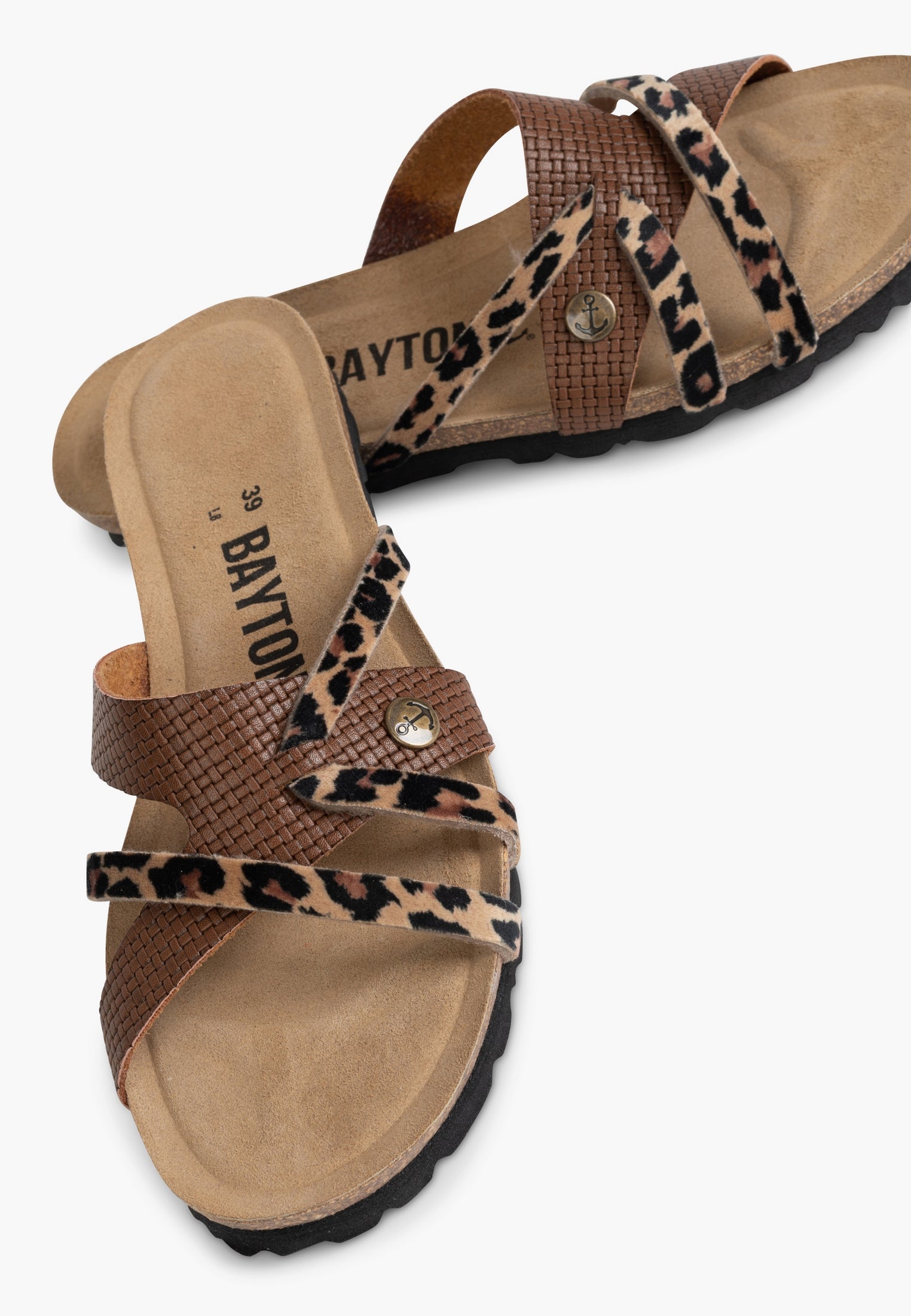 Sandalias Slimen Con Múltiples Tiras Marrón Y Leopardo