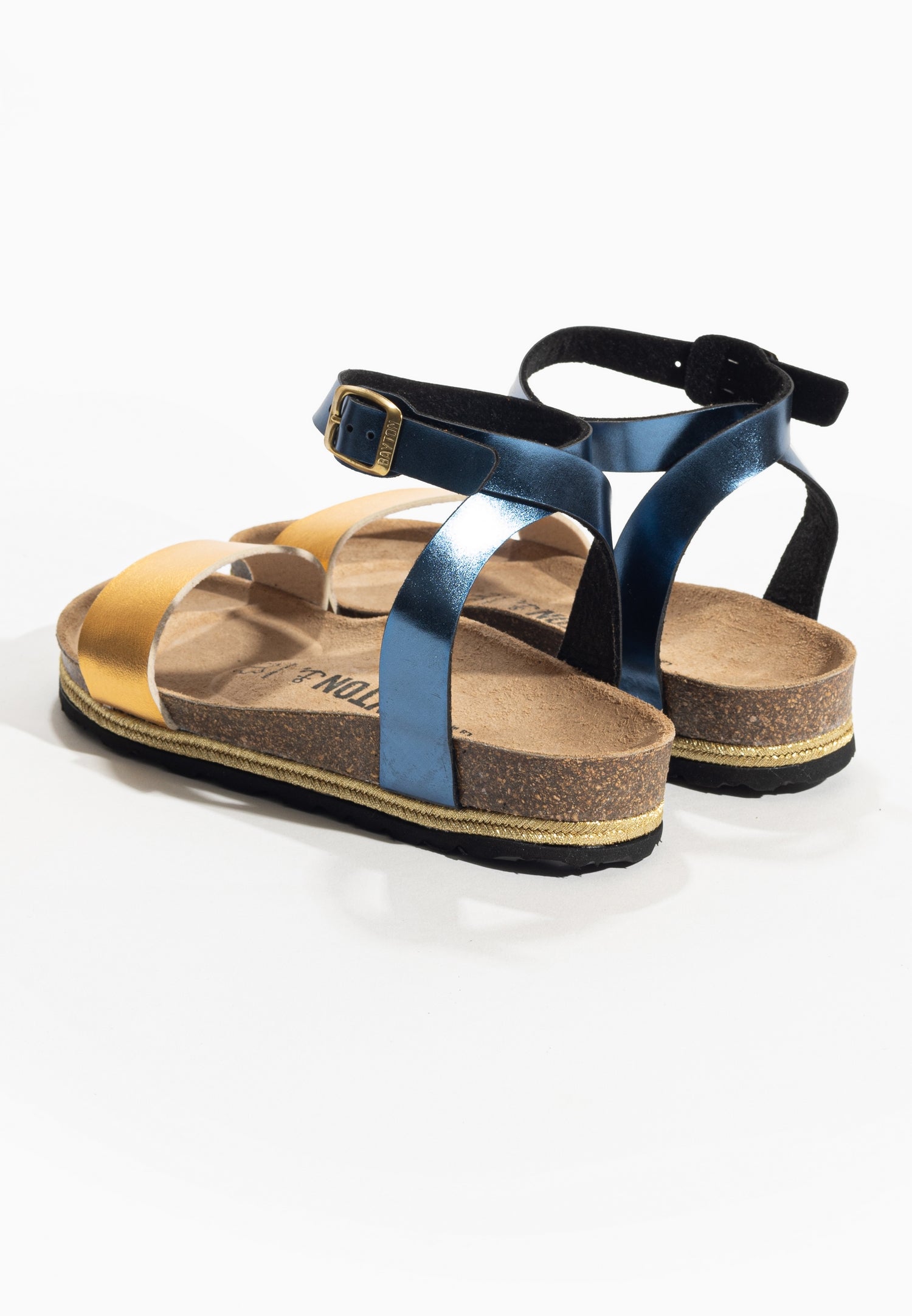 Jovial Navy Blue and Gold Multi-Strap Sandals