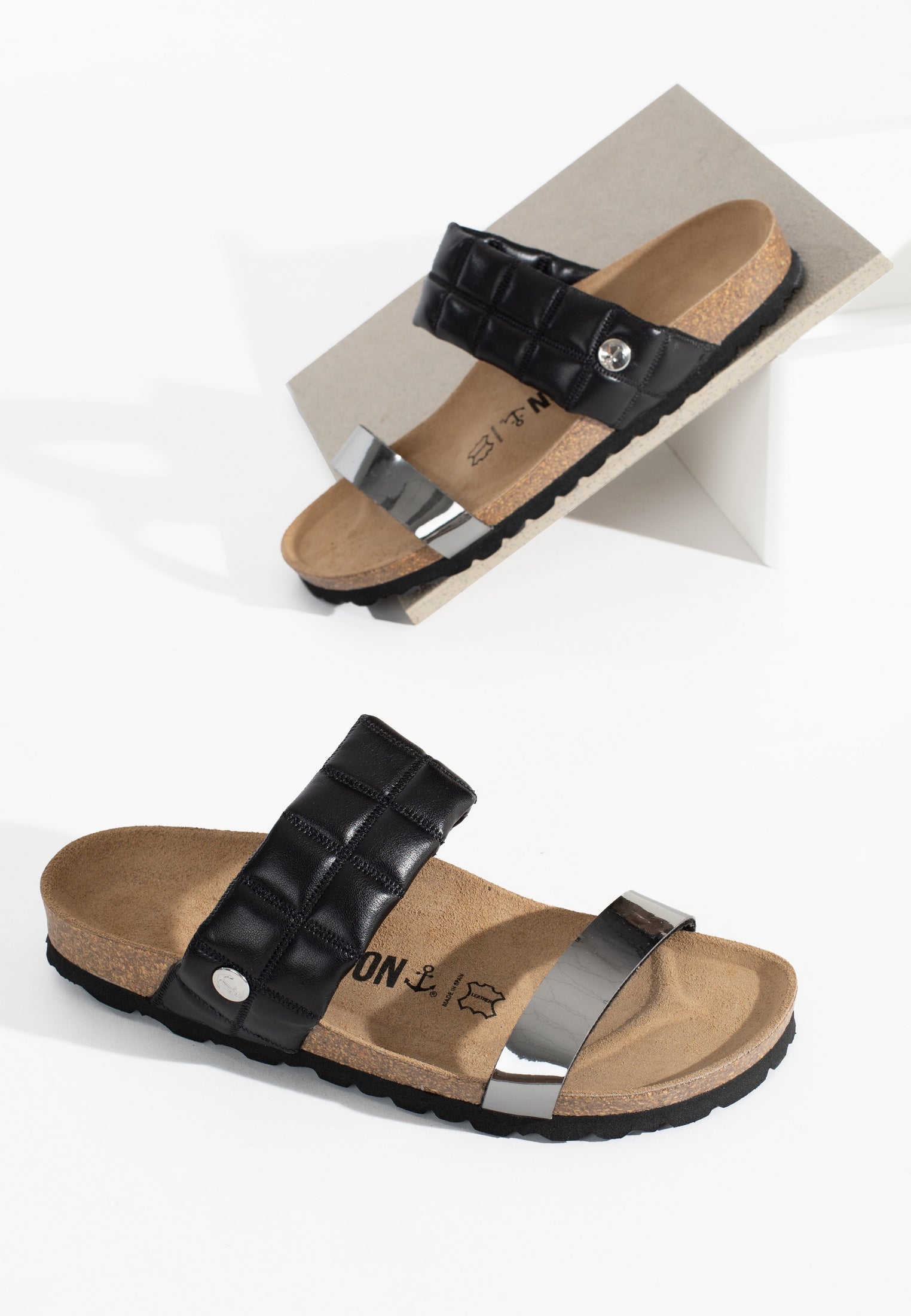 Manosque Anthracite and Black Multi-Strap Sandals