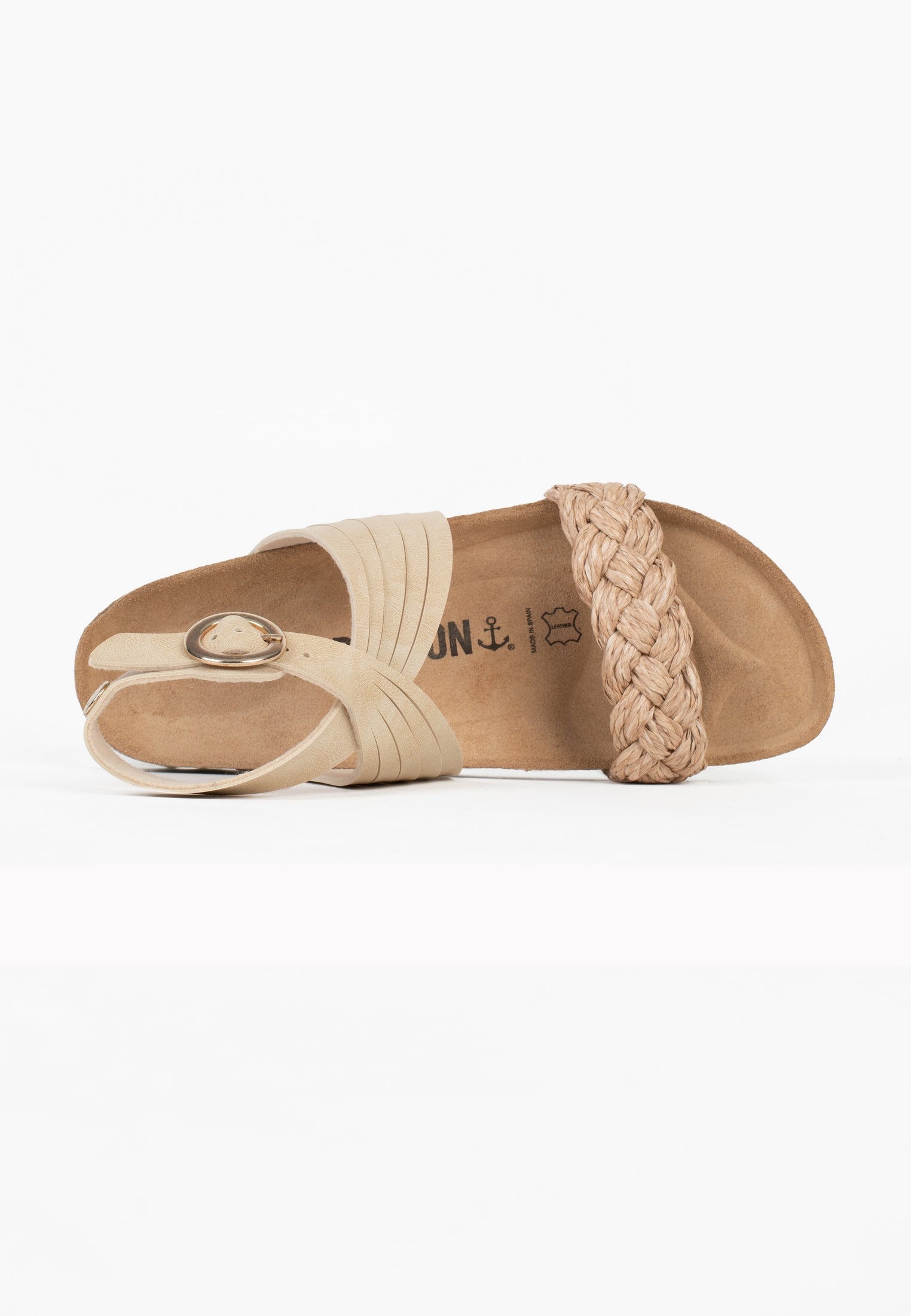 Garrigue Beige and Gold Multi-Strap Sandals