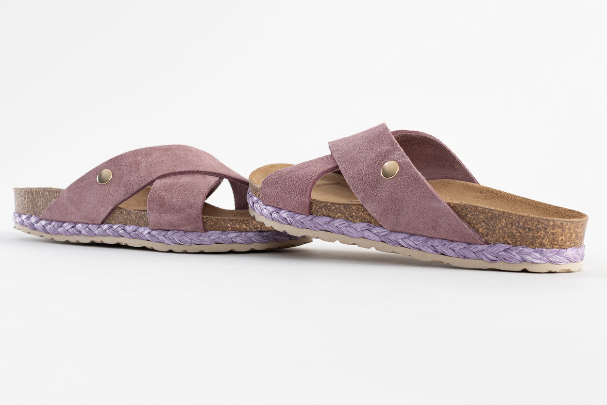 Burgos Old Pink Suede Leather 2 Strap Sandals