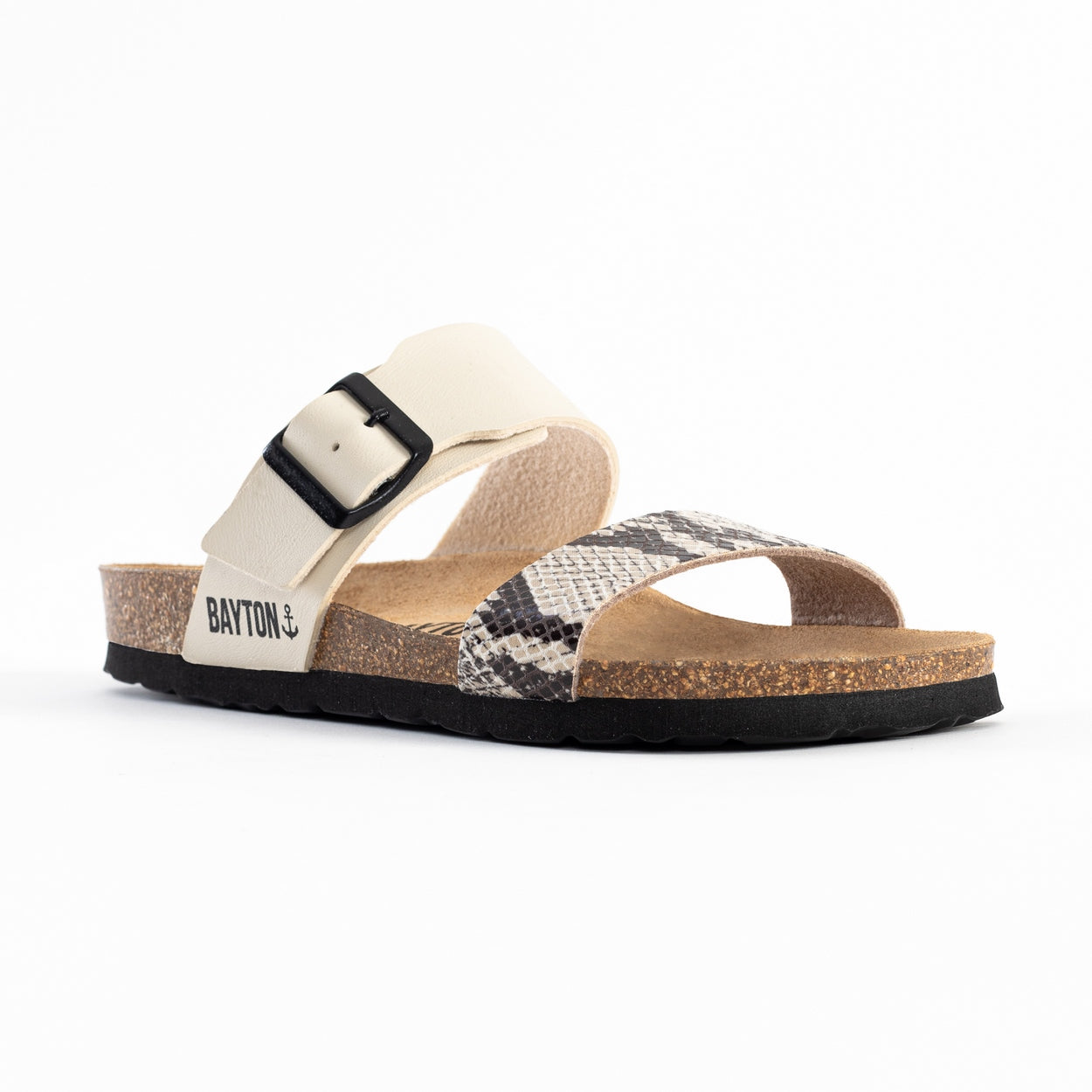 Valencia Beige and Python 2-Strap Sandals