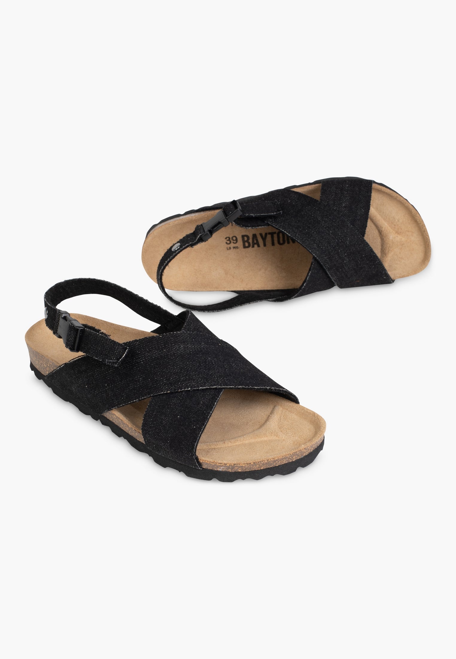 Sanary Black Denim Multi-Strap Sandals