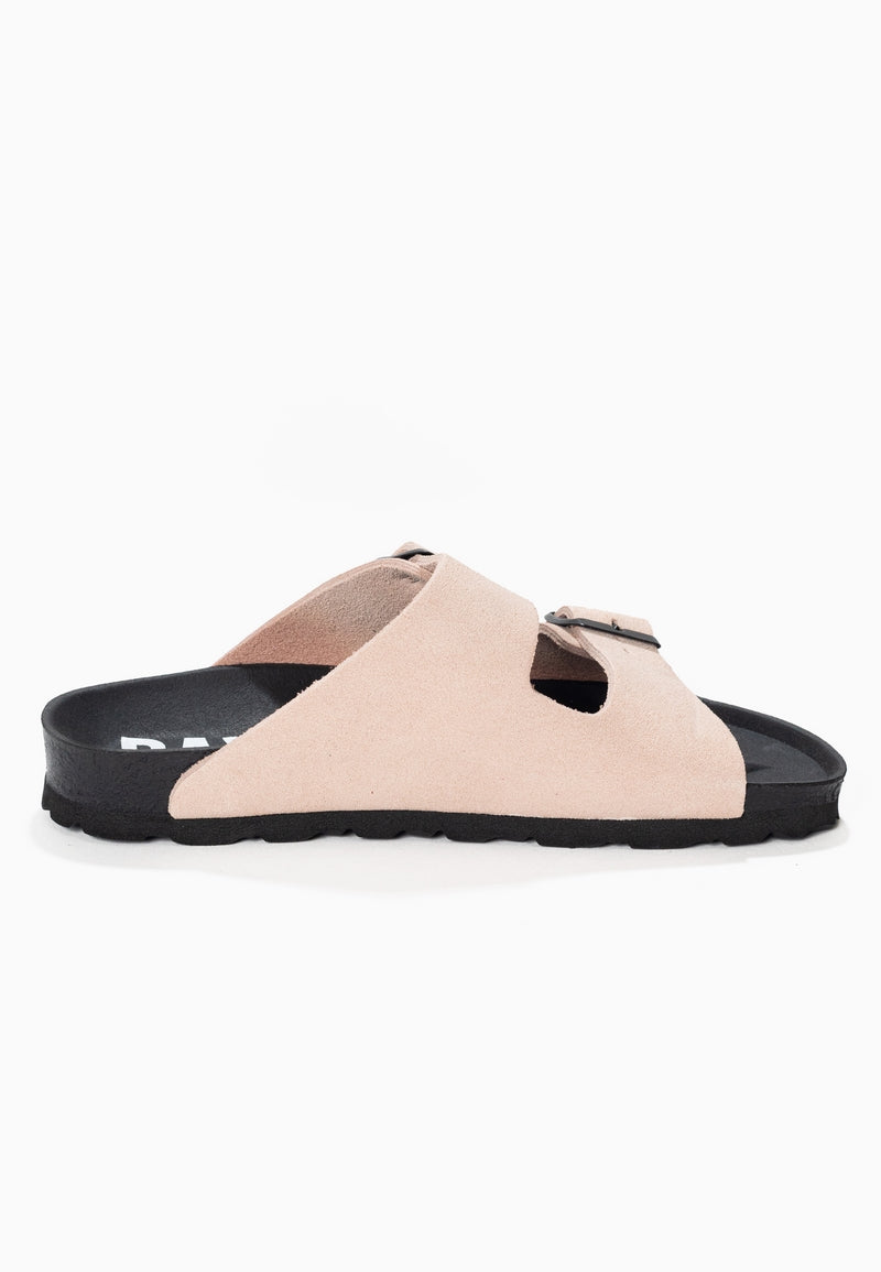 Atlas Nude Suede Leather 2 Strap Sandals