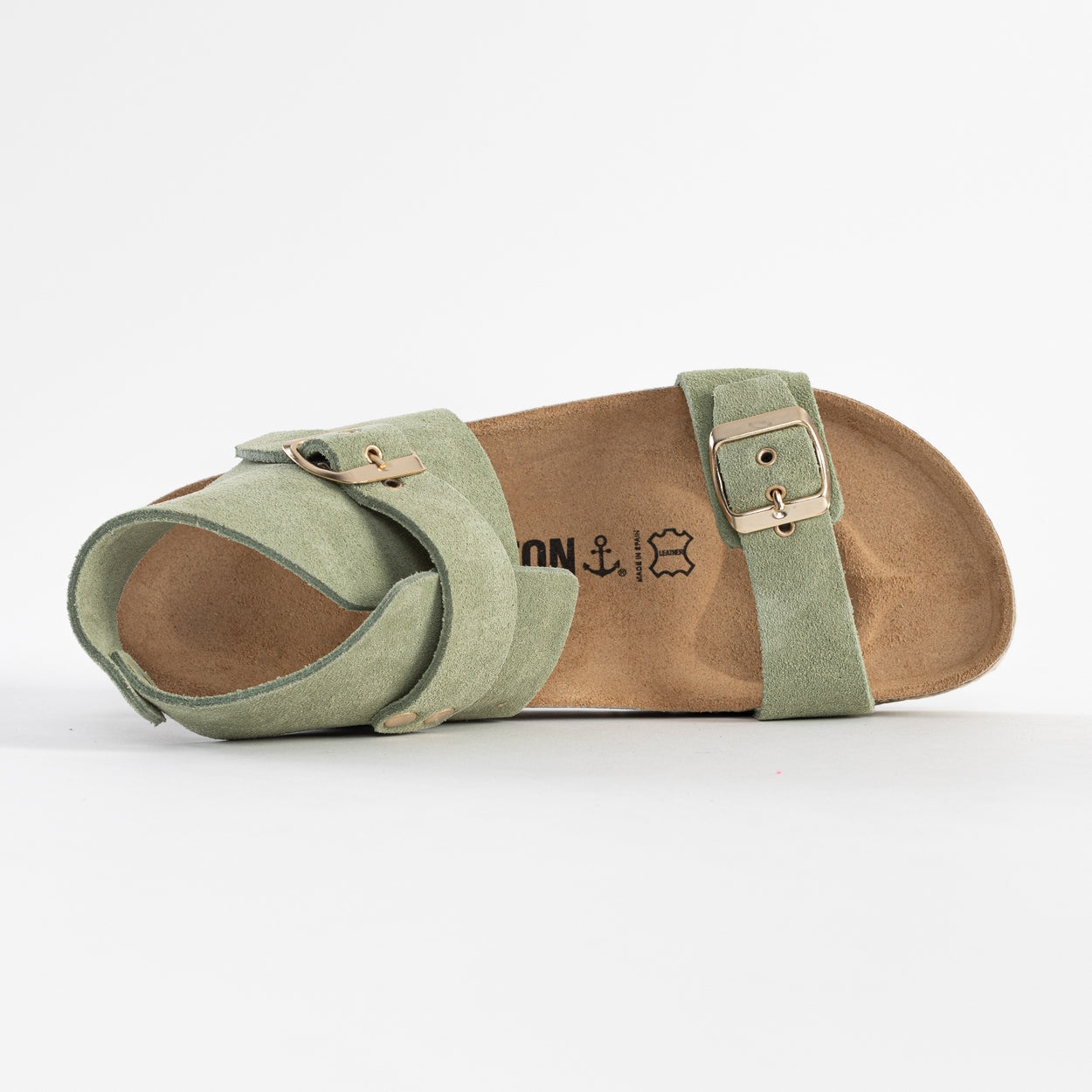 Dubbo Green Suede Leather Multi-Strap Sandals