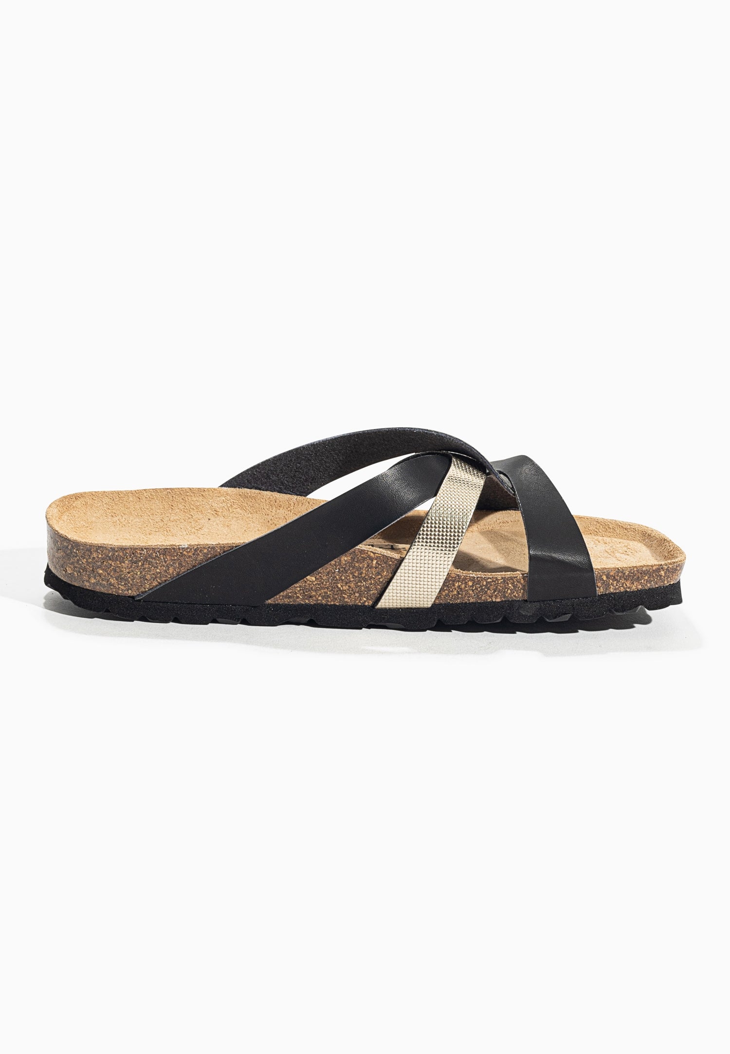 Santander Black and Gold Multi-Strap Sandals