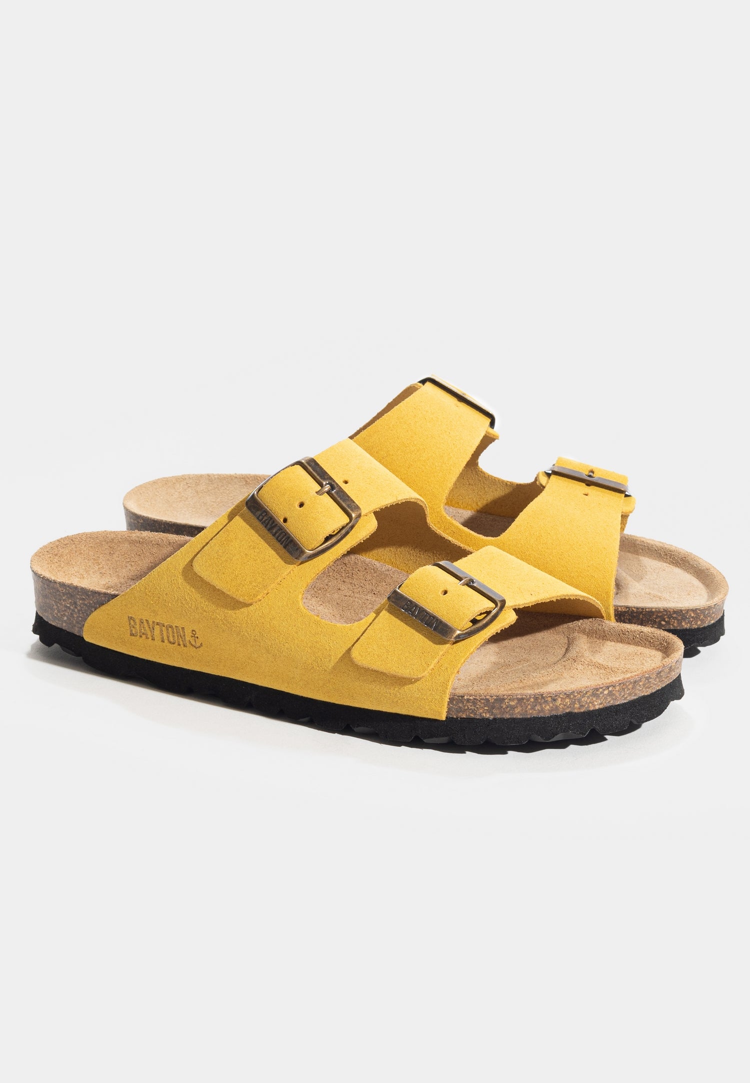 Tracy Yellow Suede Leather 2 Strap Sandals