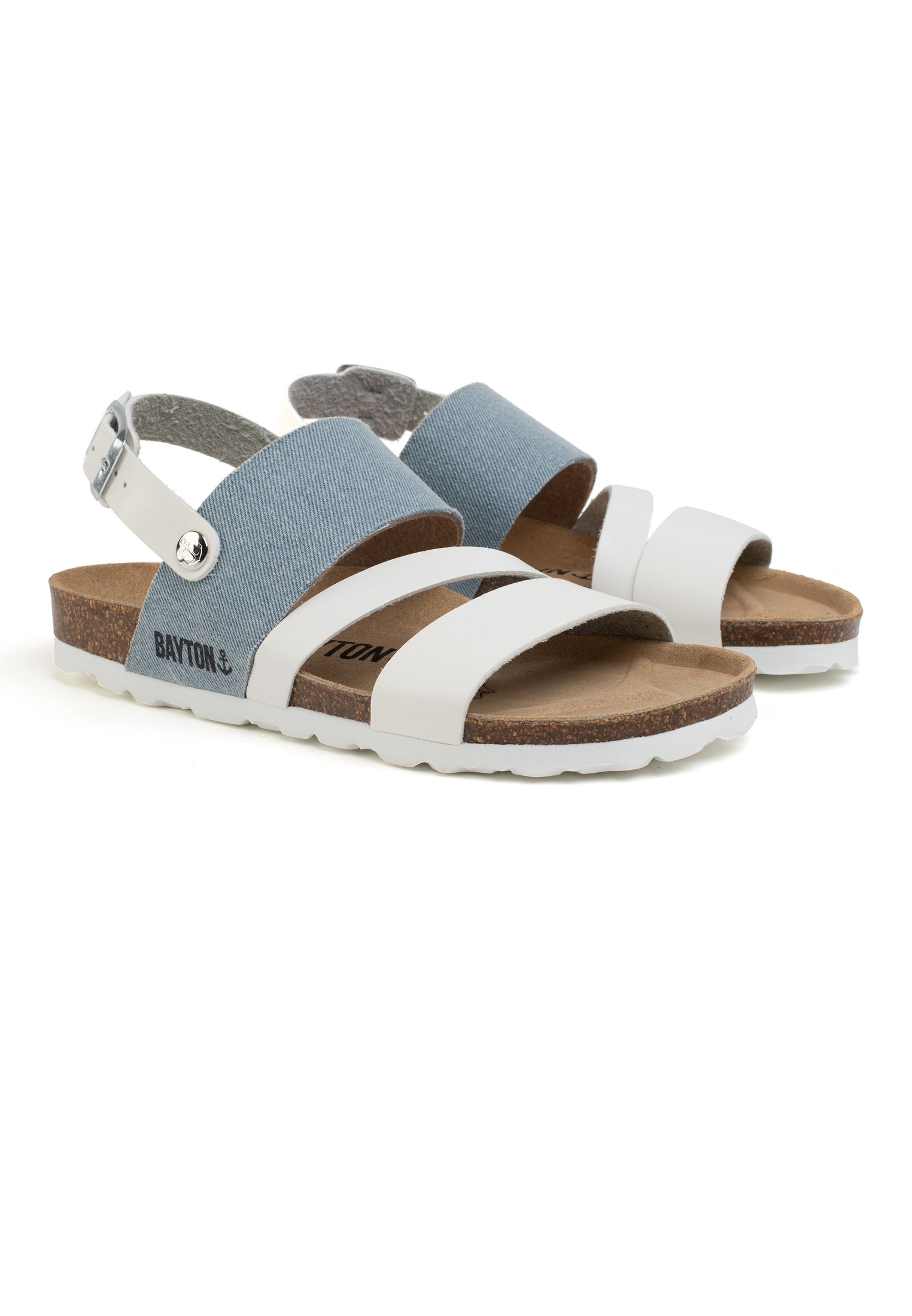 Sandales Vitoria Blanc Et Bleu Ciel Denim Multi-Brides