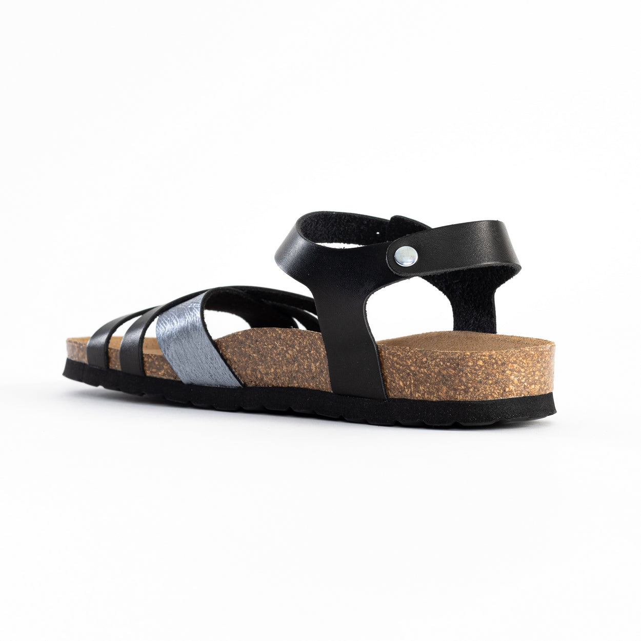 Denia Black and Pewter Multi-Strap Sandals