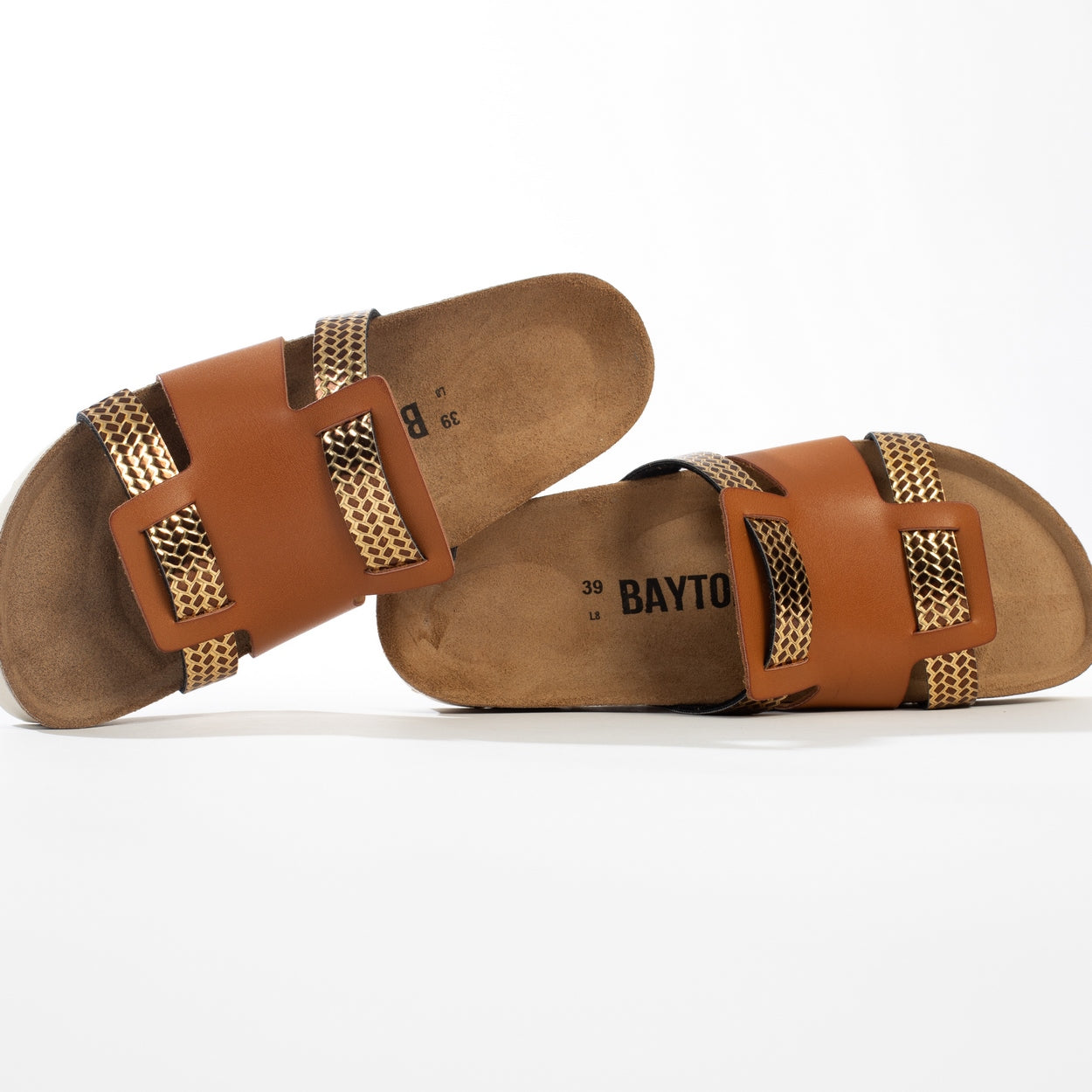 Sandalias Lecce Con Plataforma Camel Y Dorada