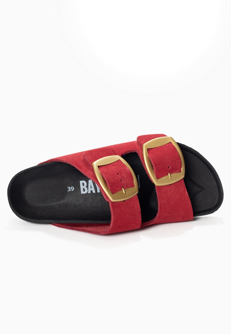 Alicante Bordeaux Suede Leather 2 Strap Sandals