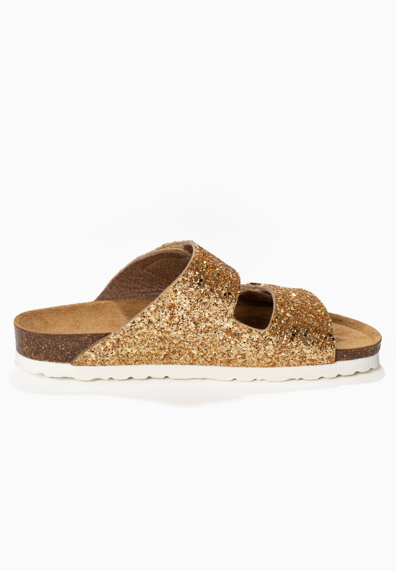 Anatol Gold Glitter 2 Strap Sandals