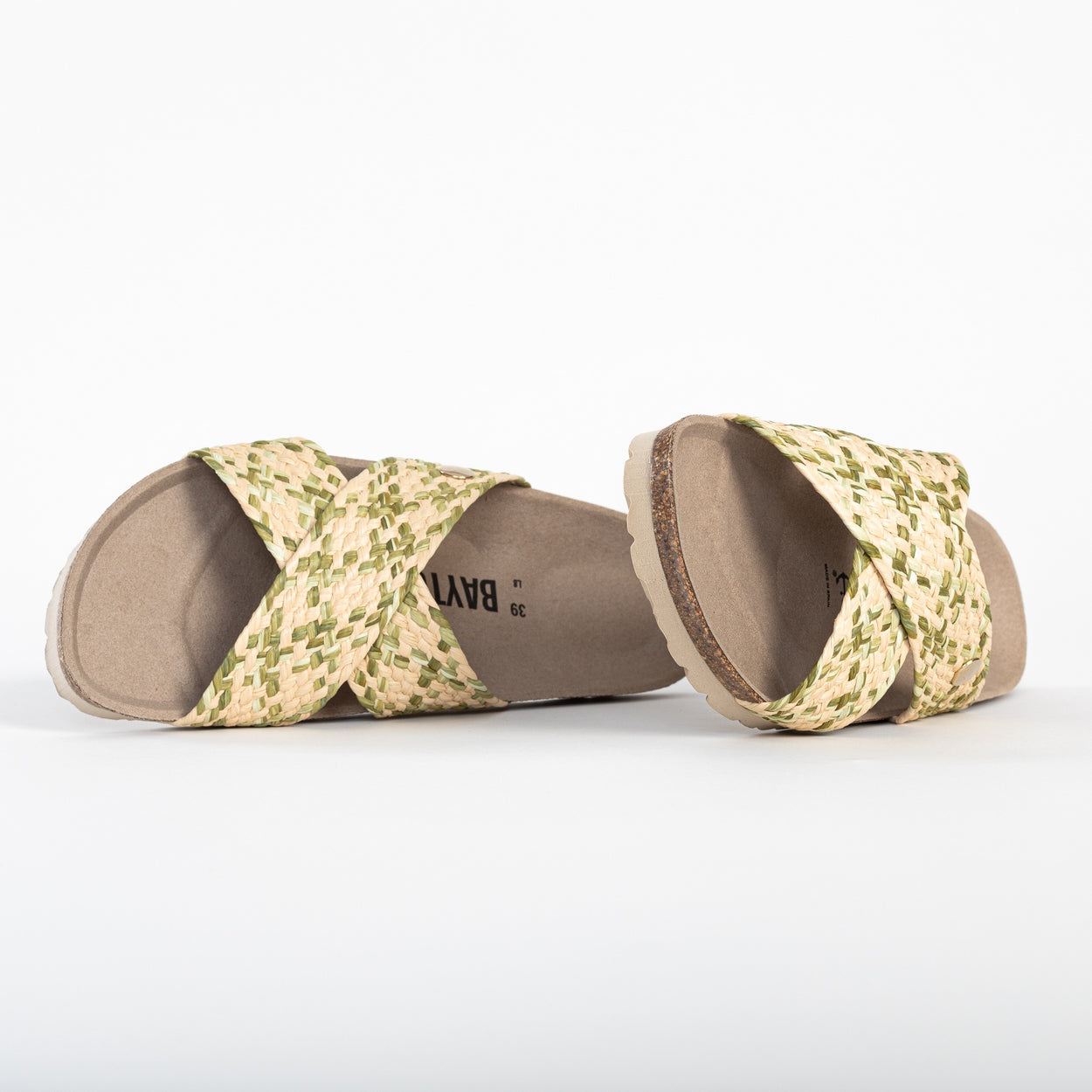 Elche Green 2 Strap Sandals