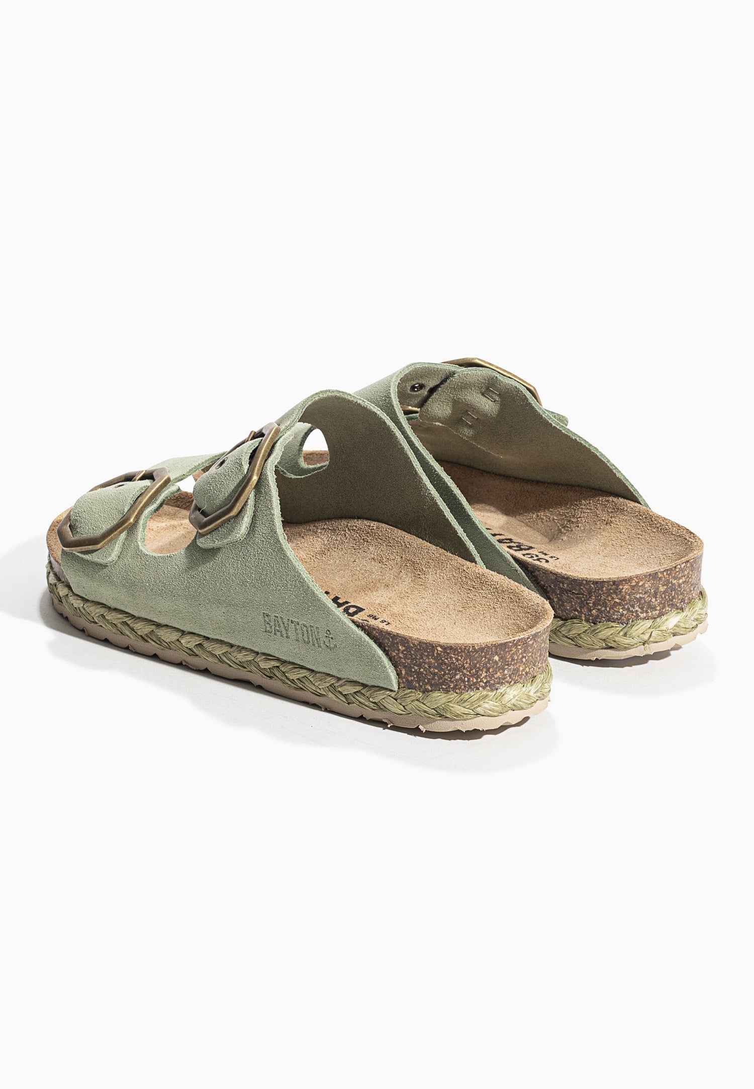 Atlas Green Suede Leather 2 Strap Sandals