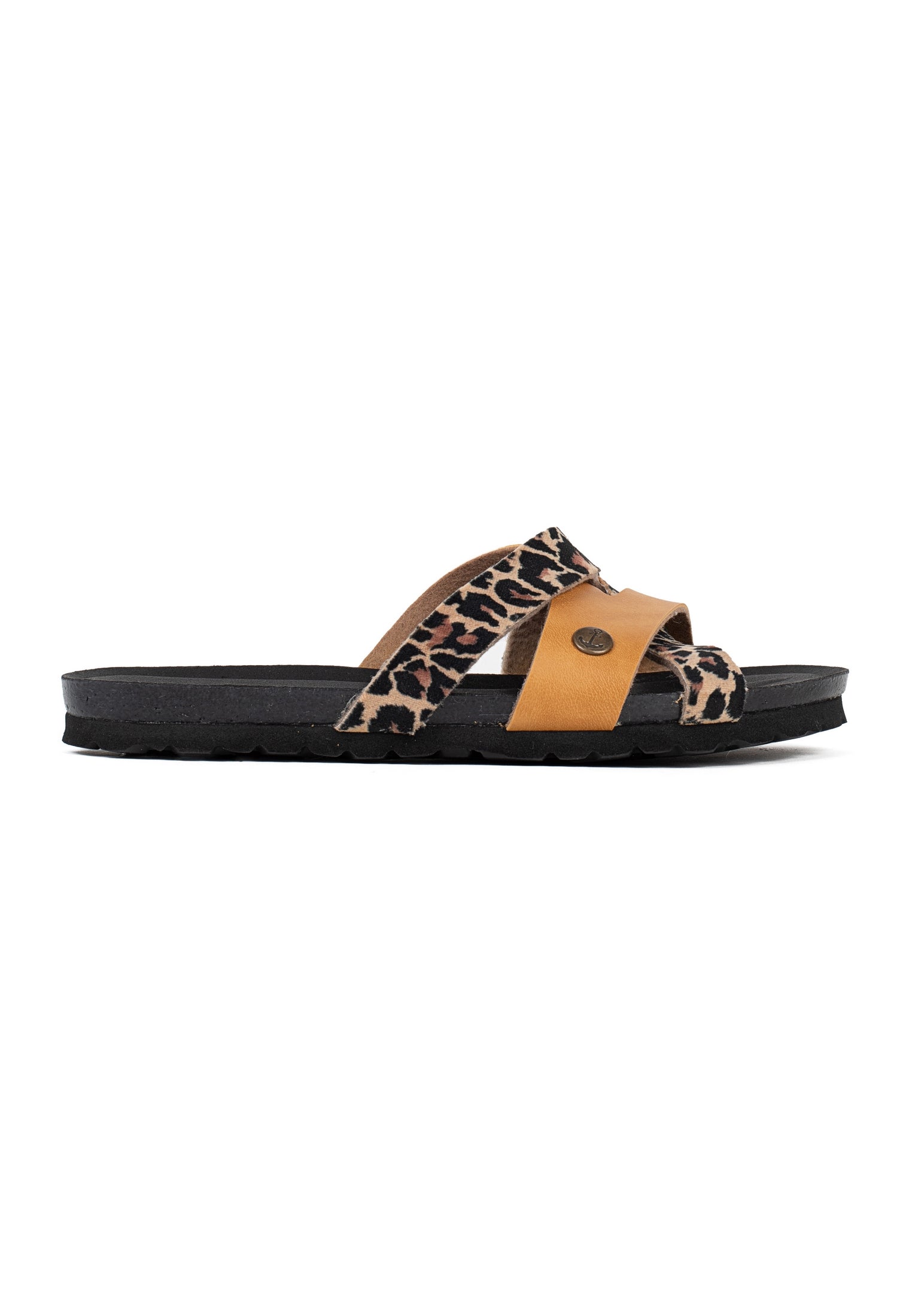 Samoa Leopard and Camel Multi-Strap Sandals