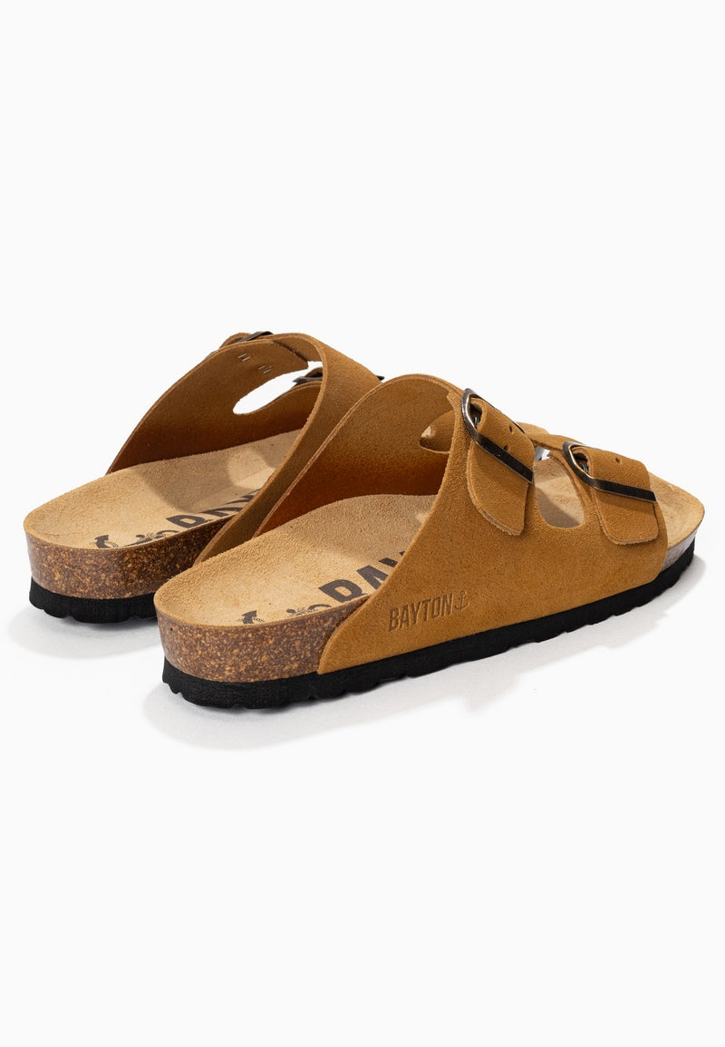 Atlas Camel Suede Leather 2 Strap Sandals