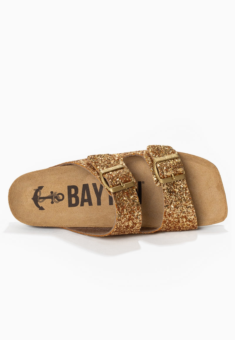 Atlas Gold Glitter 2 Strap Sandals