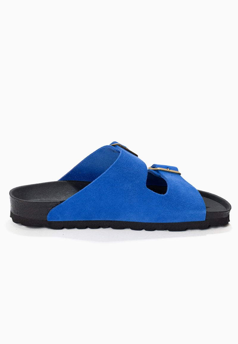 Atlas Blue Suede Leather 2 Strap Sandals