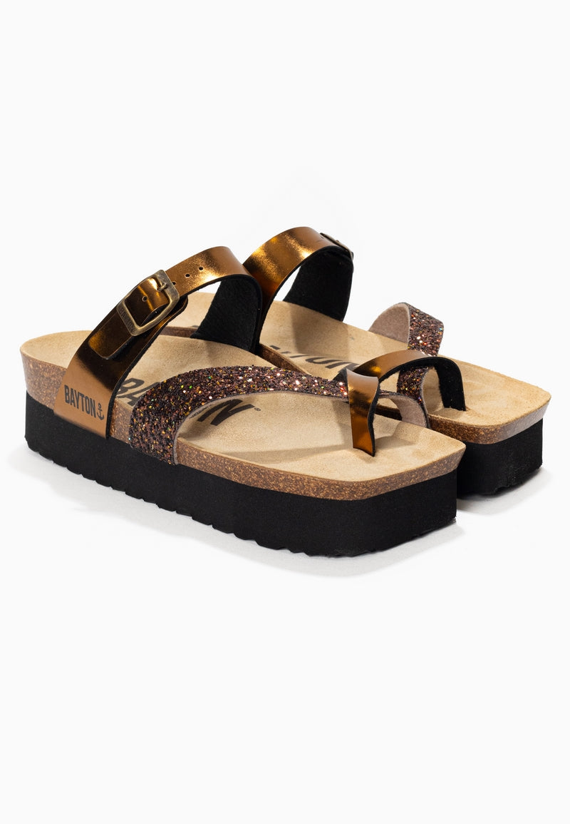 Andromac Bronze and Glitter Platform Sandals