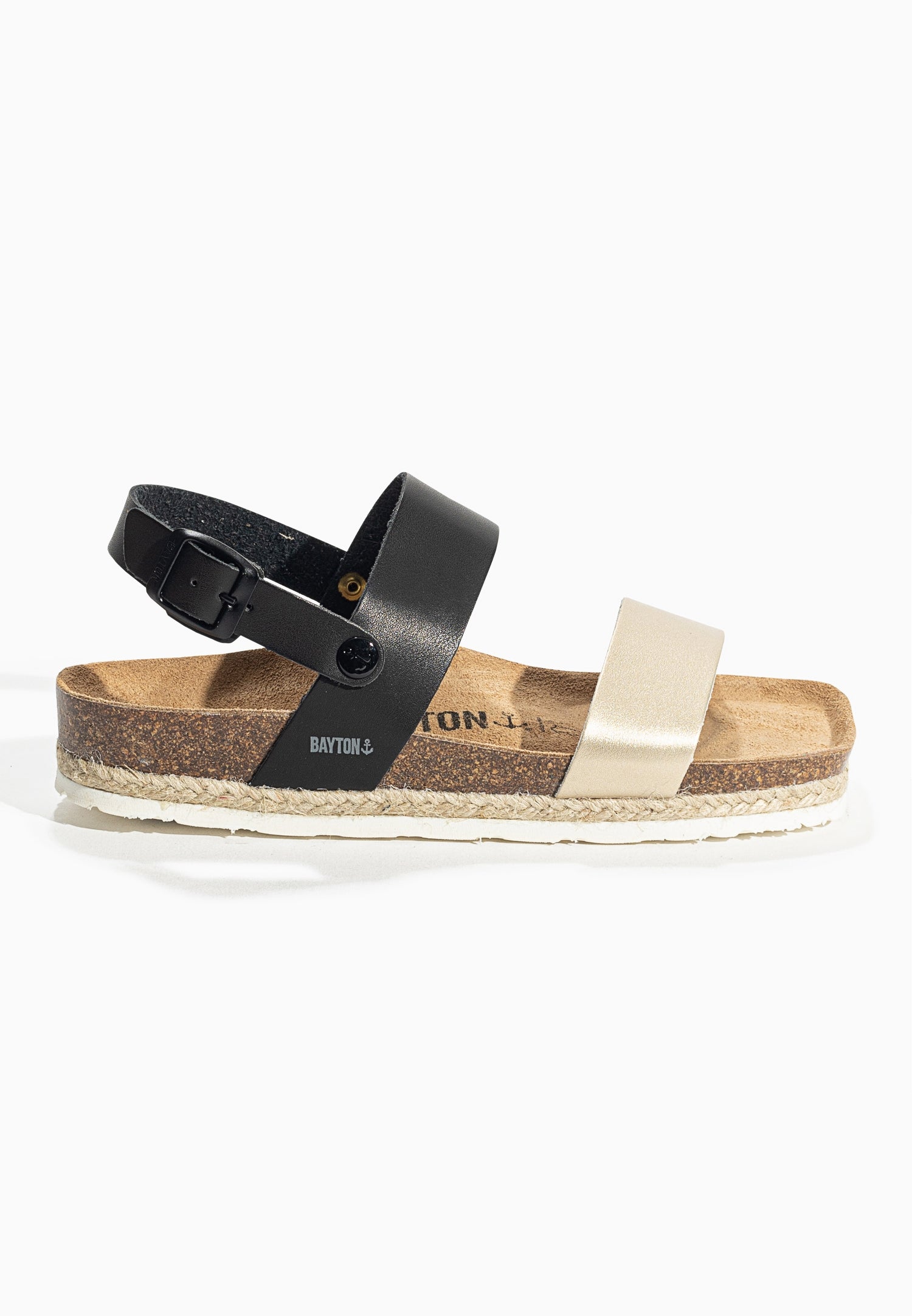 Black and Gold Tone Multi-Strap Sandals