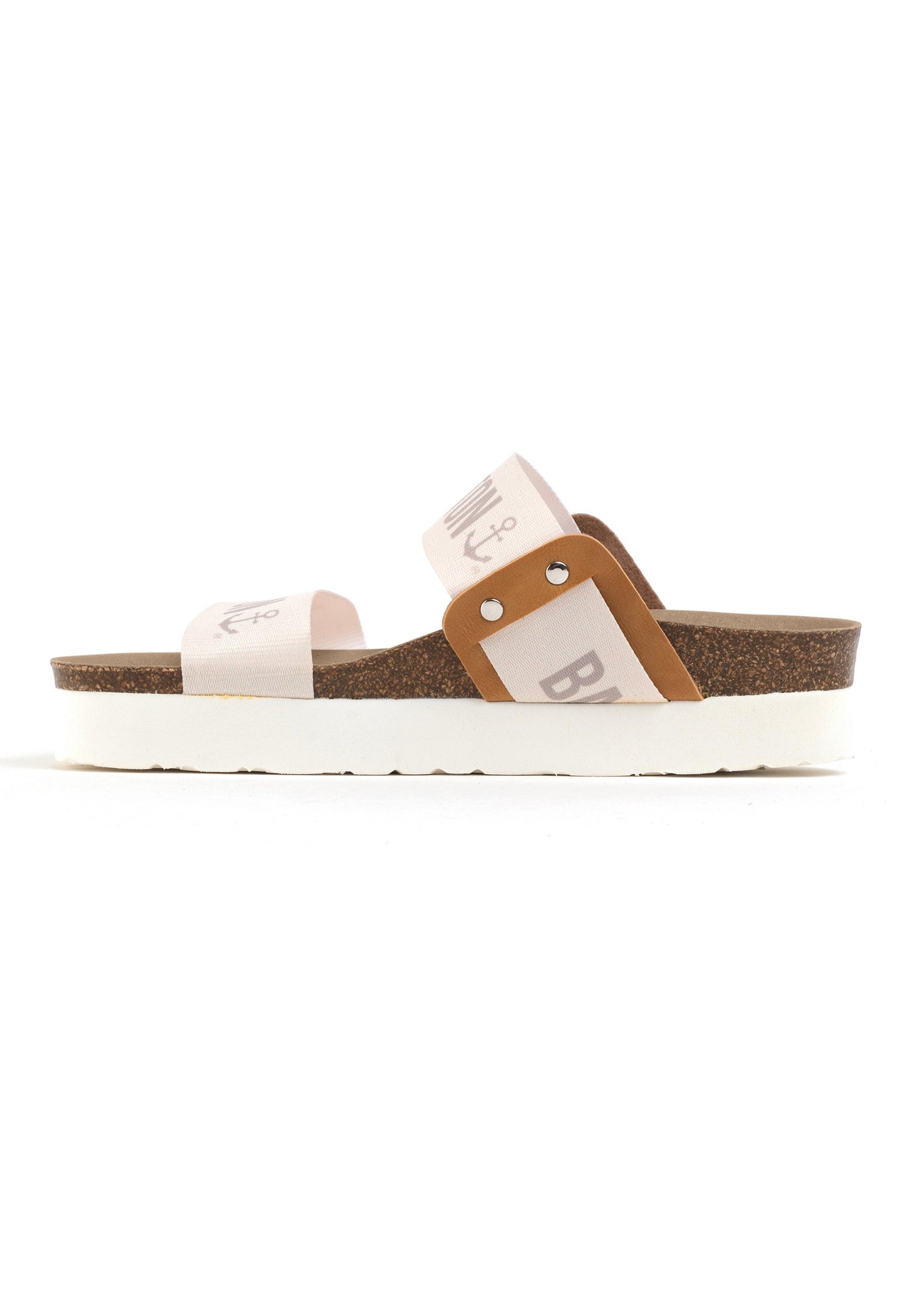 Solar 2 Straps Beige and Camel Platform Sandals