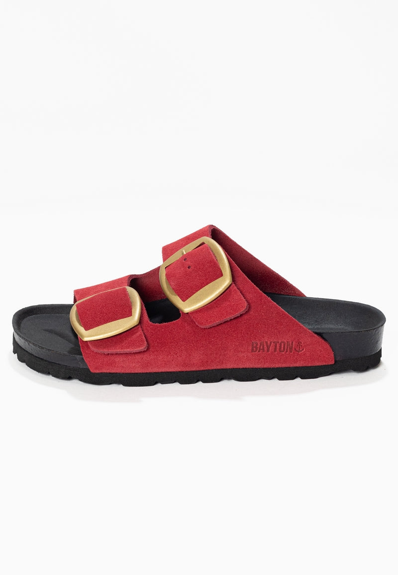 Alicante Bordeaux Suede Leather 2 Strap Sandals