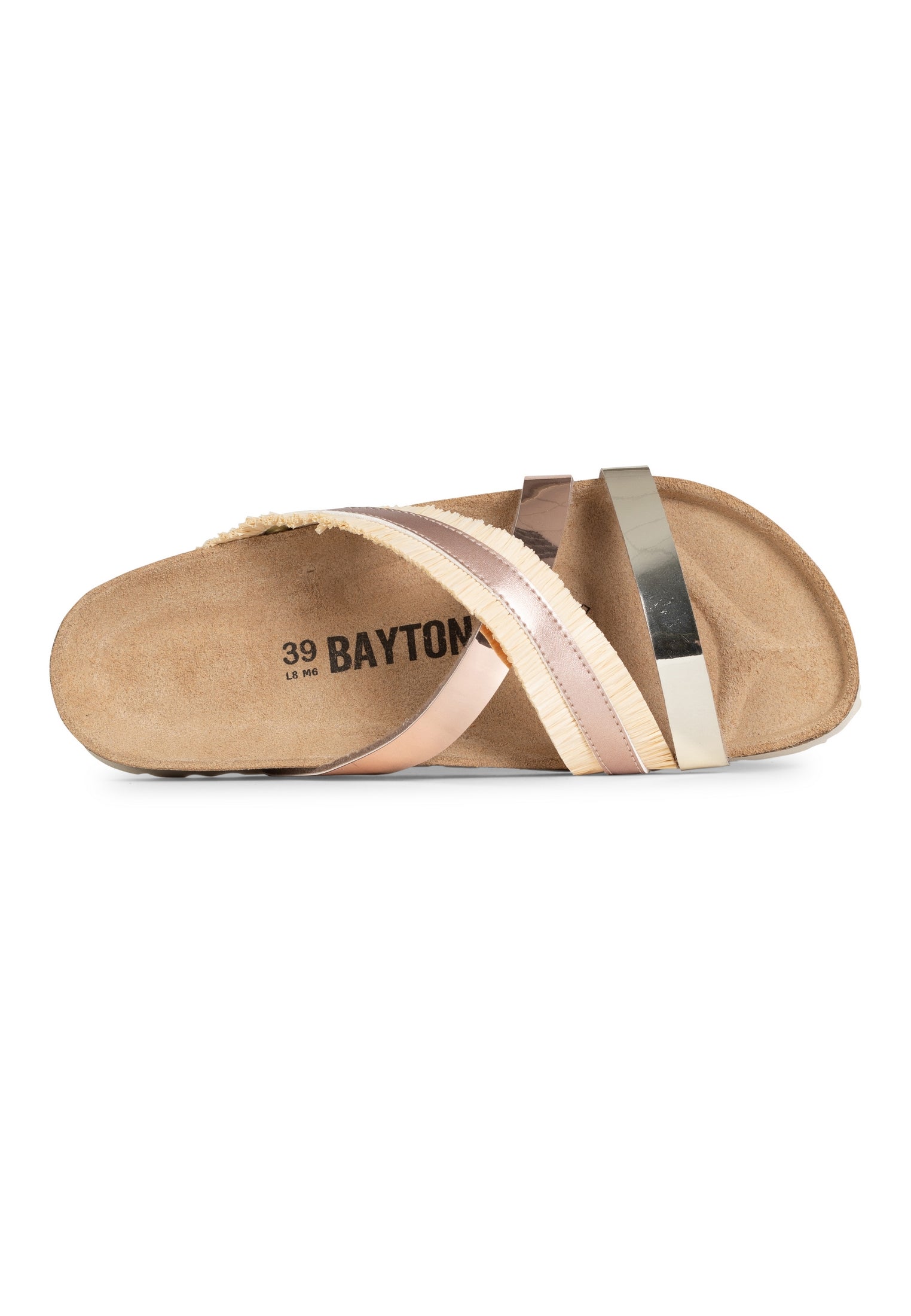 Beige and Pink Gold Reine Multi-Strap Sandals