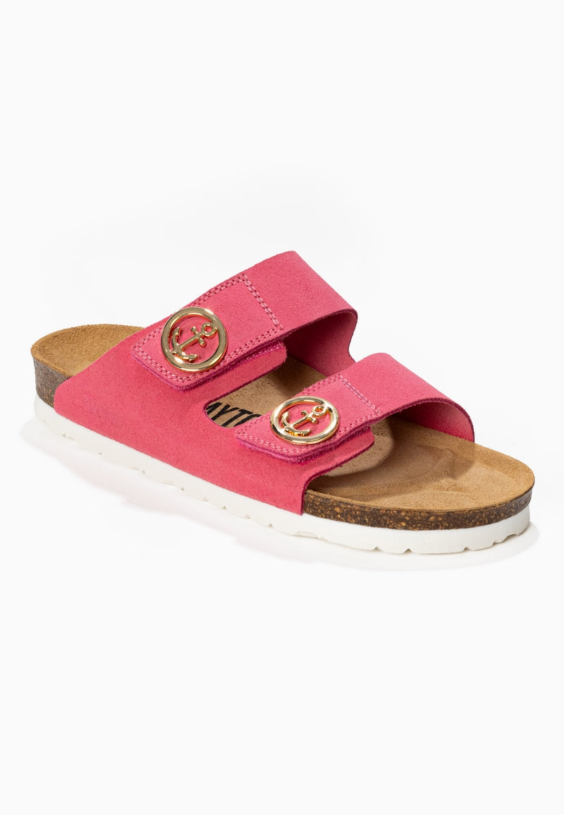 Anatol Pink Suede Leather 2 Strap Sandals