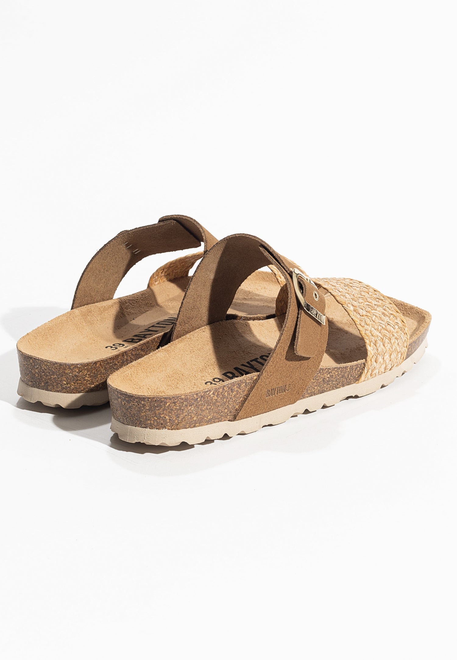 Sandales 2 Brides Carina Camel en Cuir Suédé