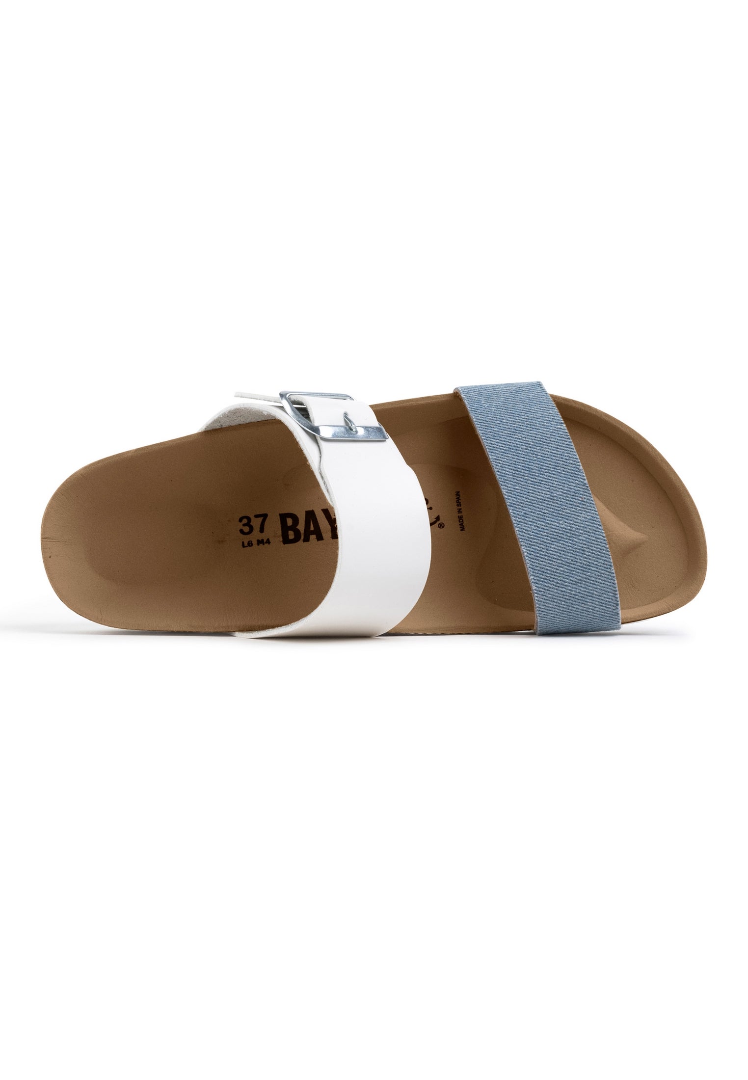 Sandales 2 Brides Valence Bleu Ciel Denim Et Blanc