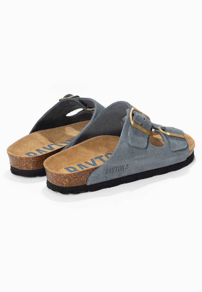 Atlas Grey Suede Leather 2 Strap Sandals