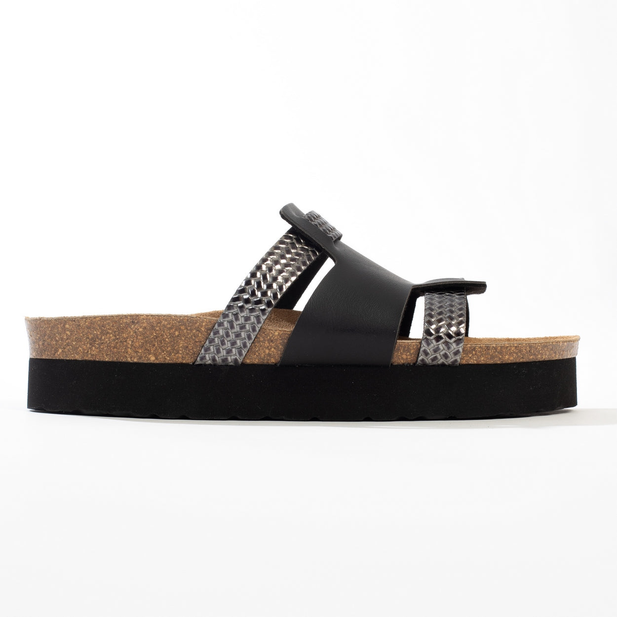 Lecce Black and Anthracite Platform Sandals