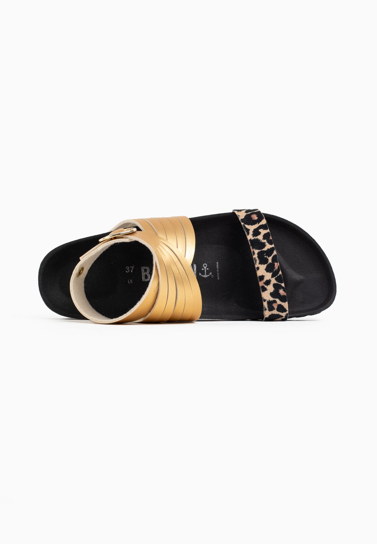 Garrigue Leopard and Gold Multi-Strap Sandals