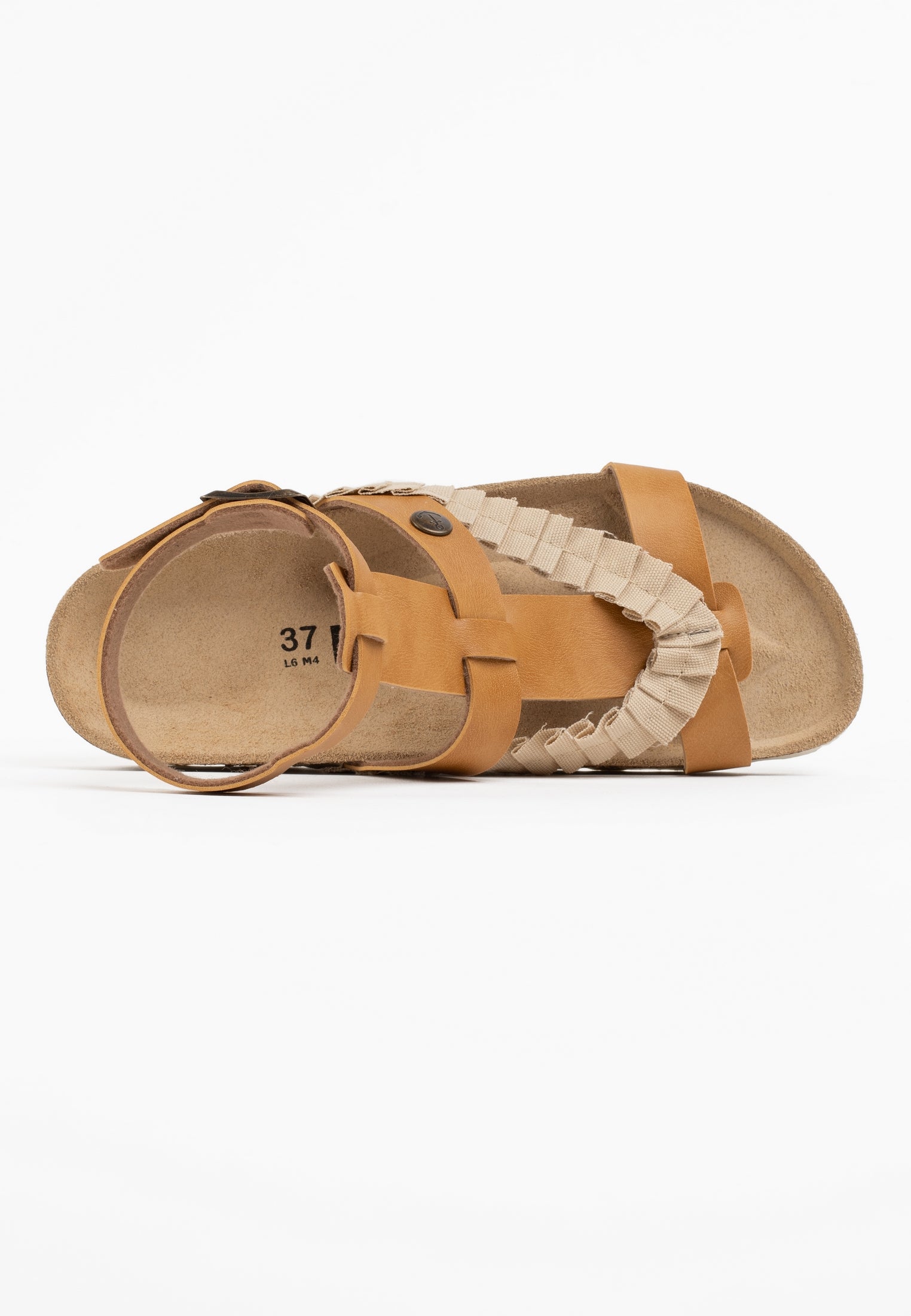 Violet Camel and Beige Multi-Strap Sandals