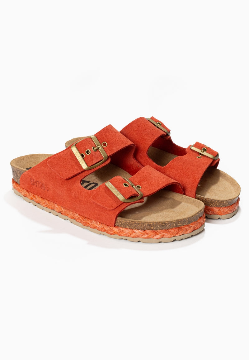 Atlas Coral Suede Leather 2 Strap Sandals