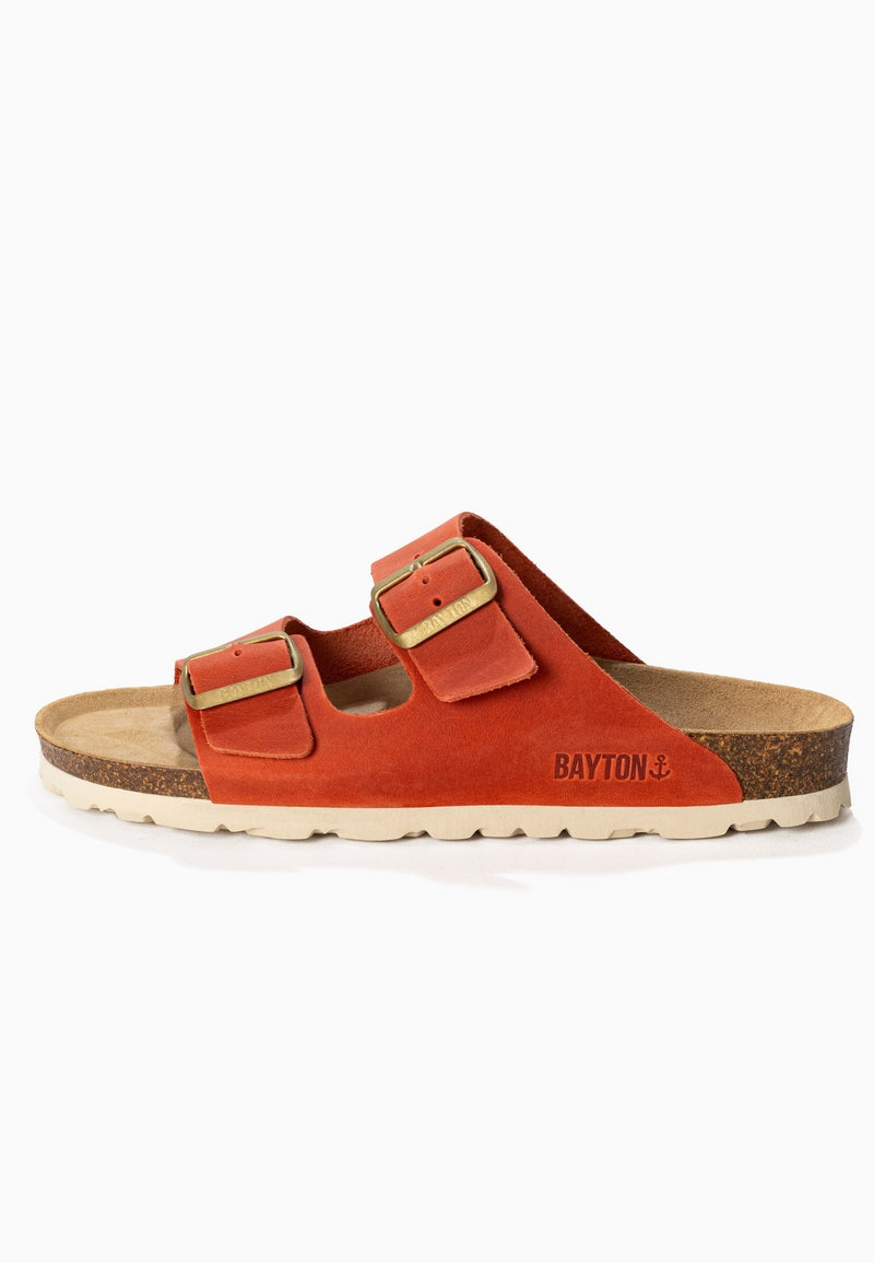 Sandales 2 Brides Atlas Orange 100% Cuir