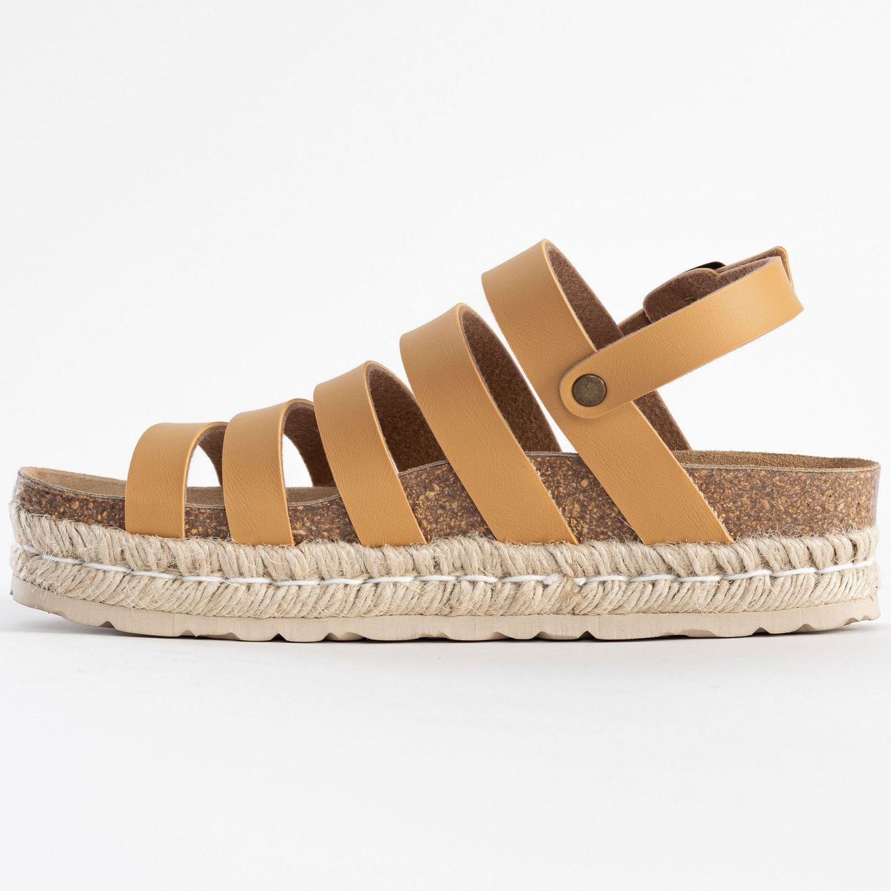 Umbria Camel Multi-Strap Platform Sandals