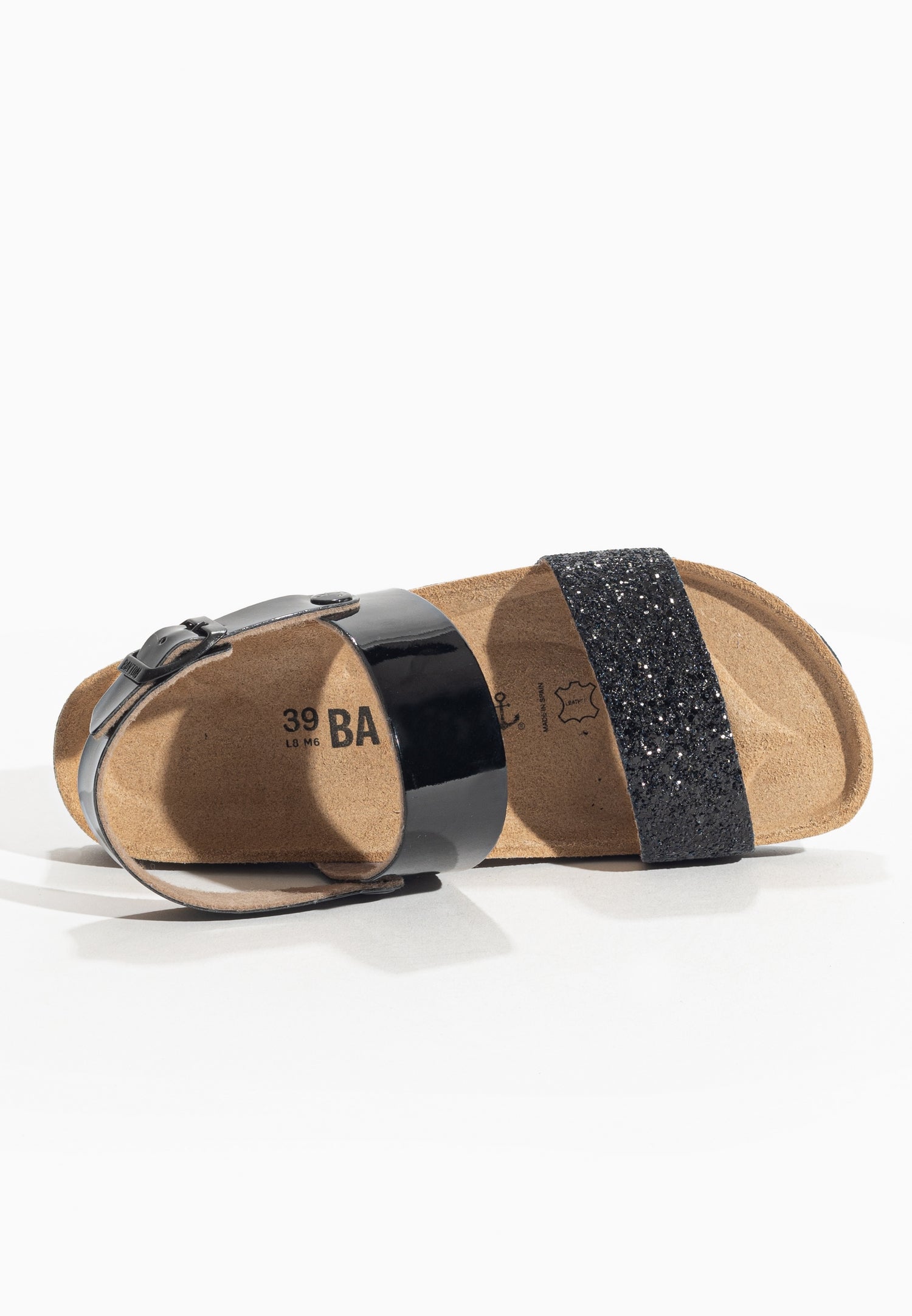 Abyss Black and Glitter Multi-Strap Sandals