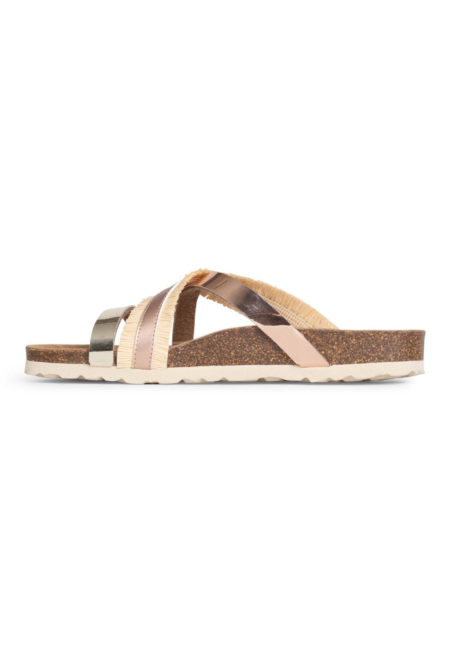 Beige and Pink Gold Reine Multi-Strap Sandals