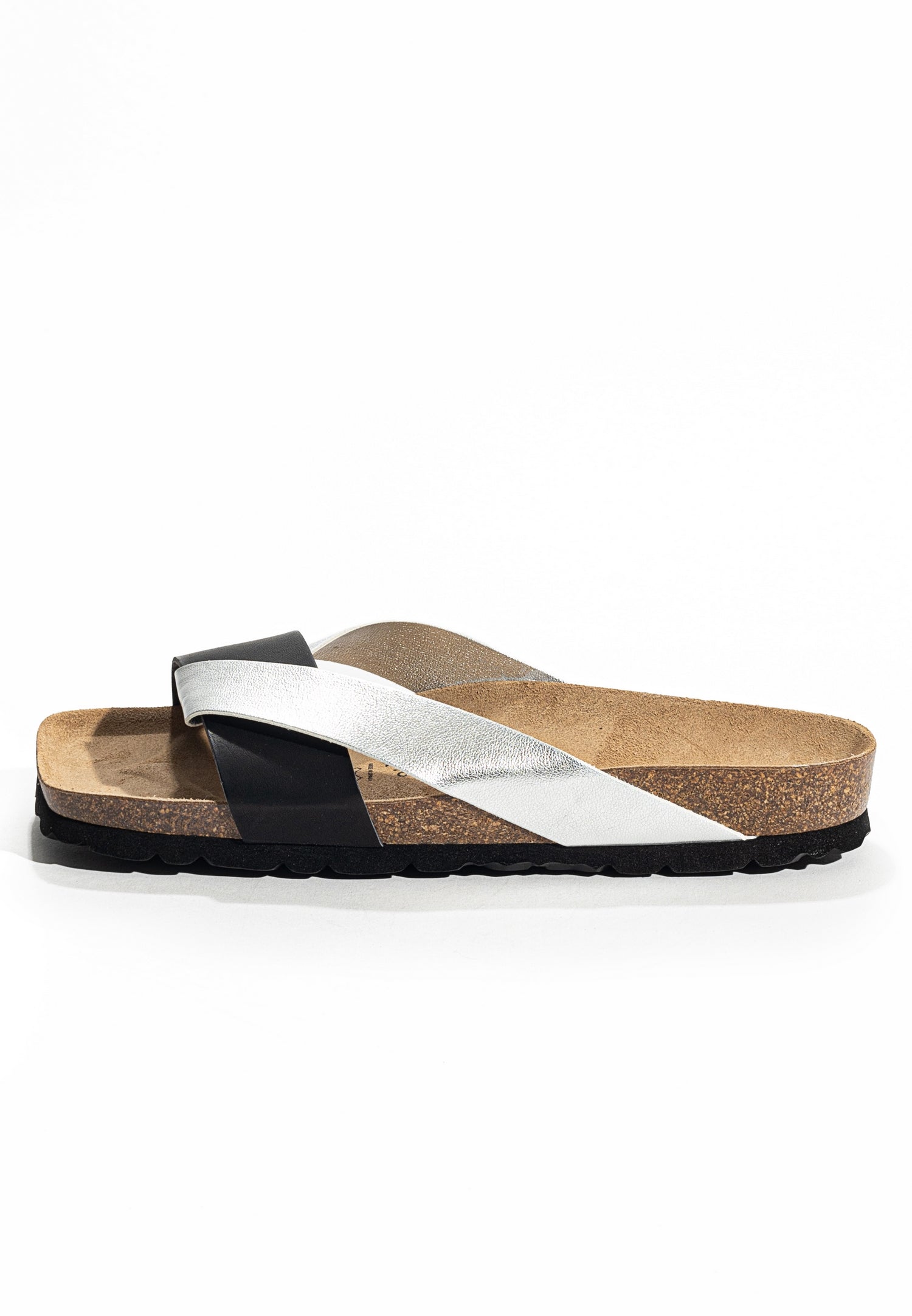 Mildura Black and Silver 2 Strap Sandals