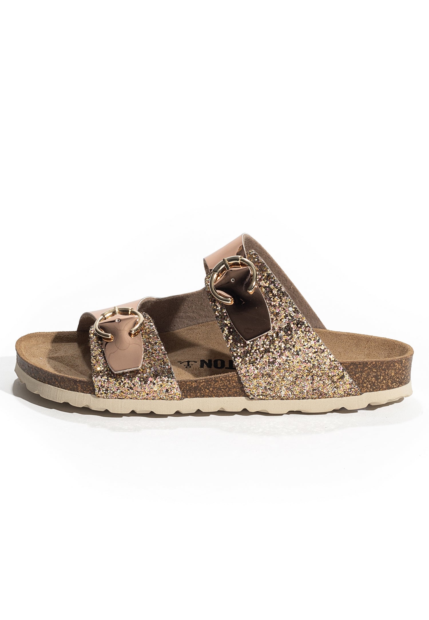 Sandales 2 Brides Ilithyie Rose gold et paillettes