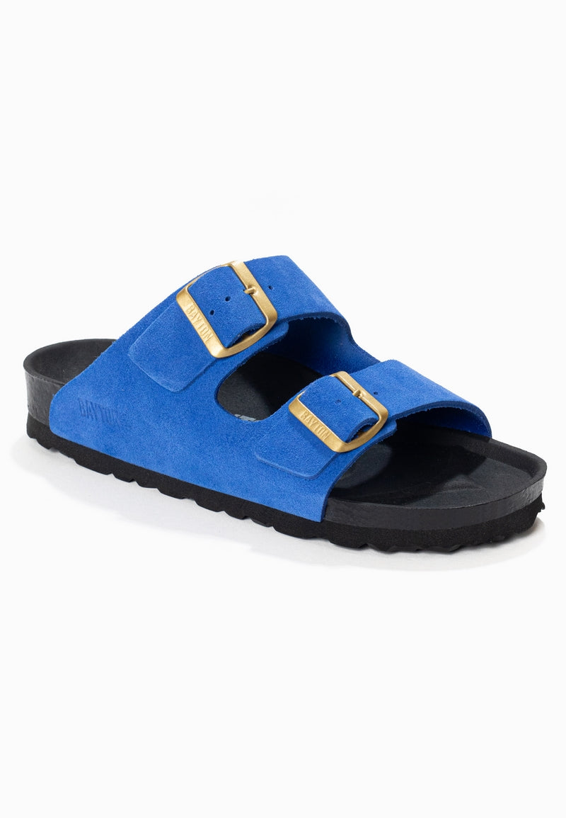 Atlas Blue Suede Leather 2 Strap Sandals