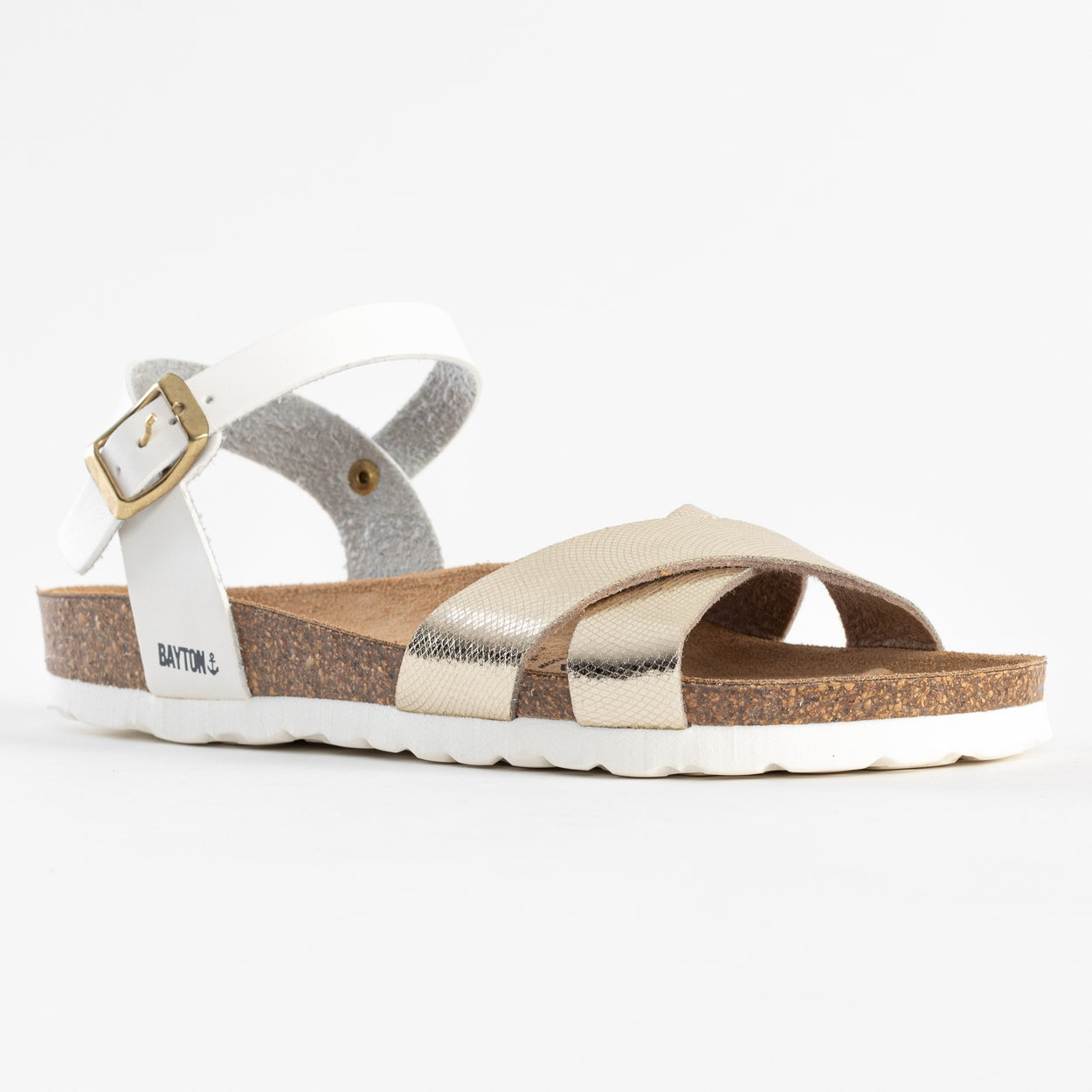 Vallado White and Gold Multi-Strap Sandals