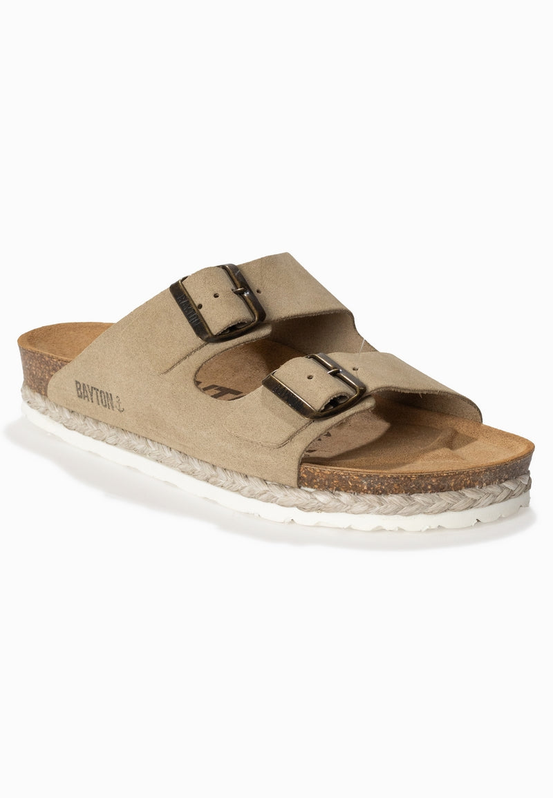 Benalla Beige Suede Leather 2 Strap Sandals