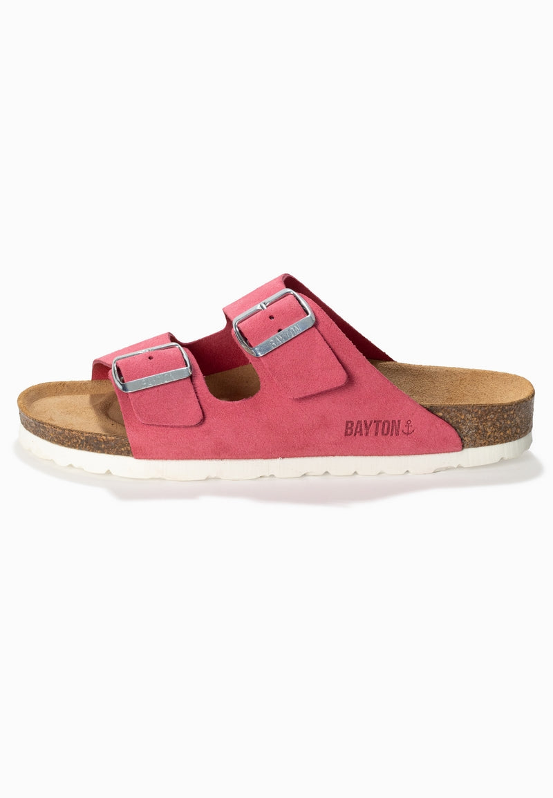 Atlas Rose Suede Leather 2 Strap Sandals